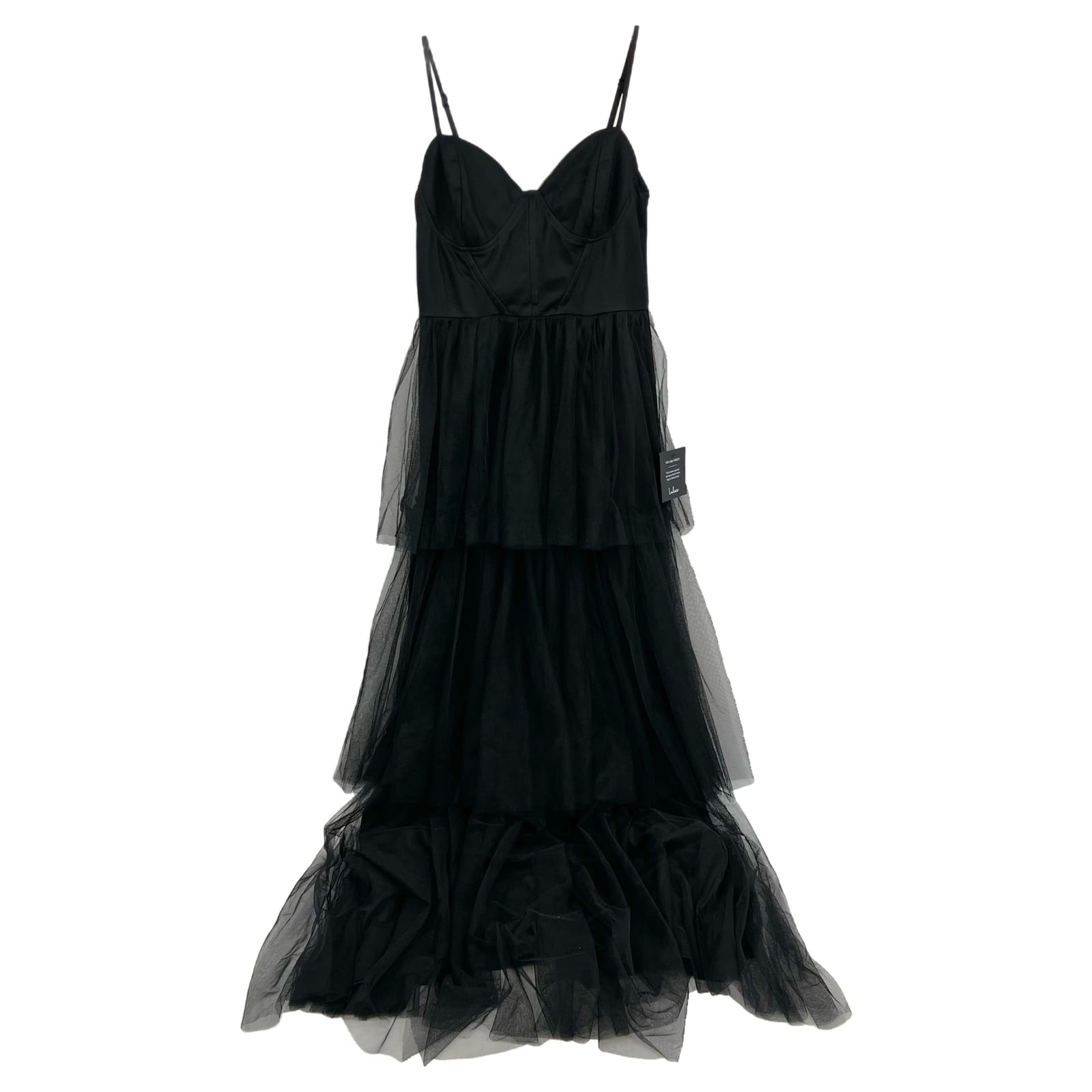 Lulu's Black Tiered Tulle Maxi Dress