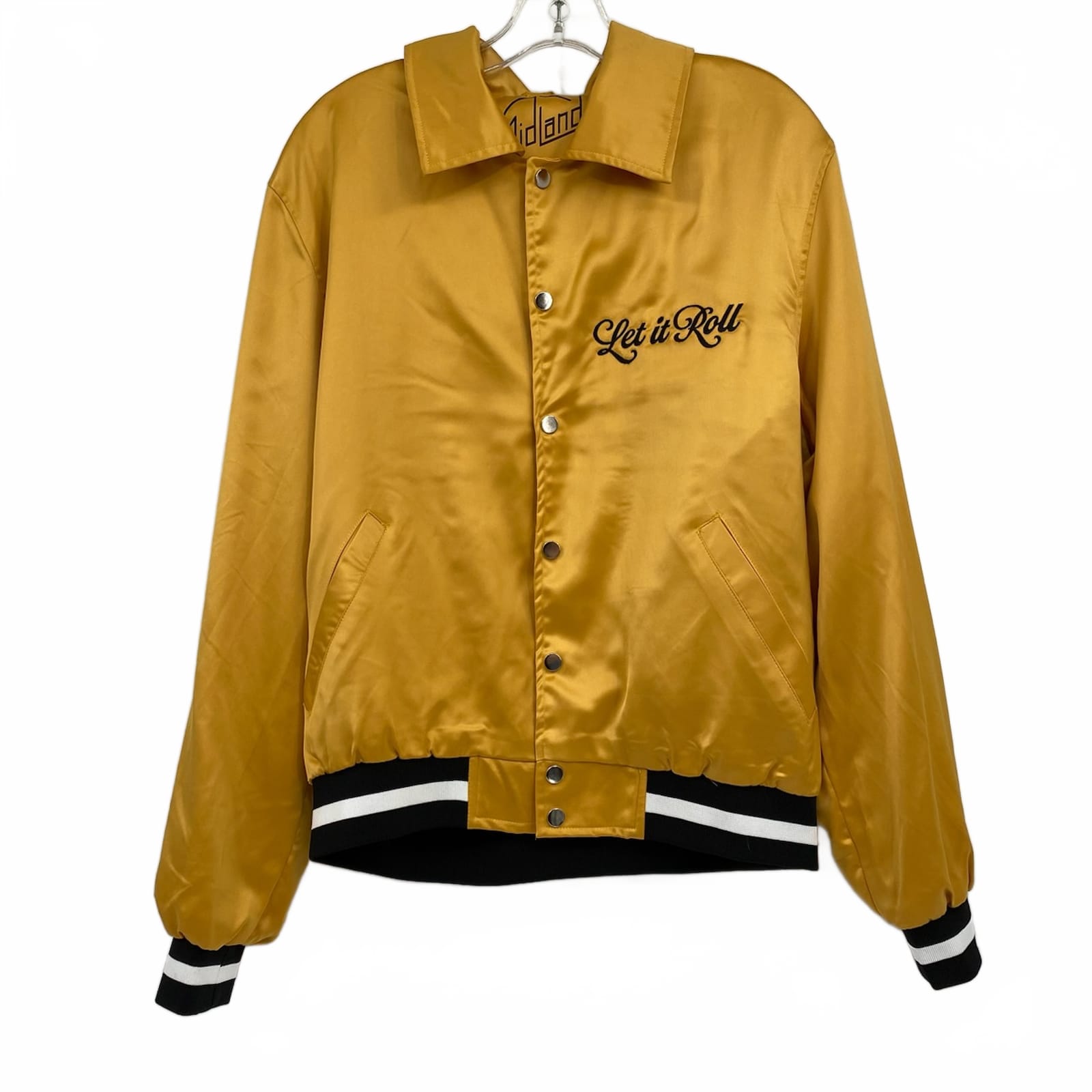 Midland Yellow Black Satin Bomber Jacket