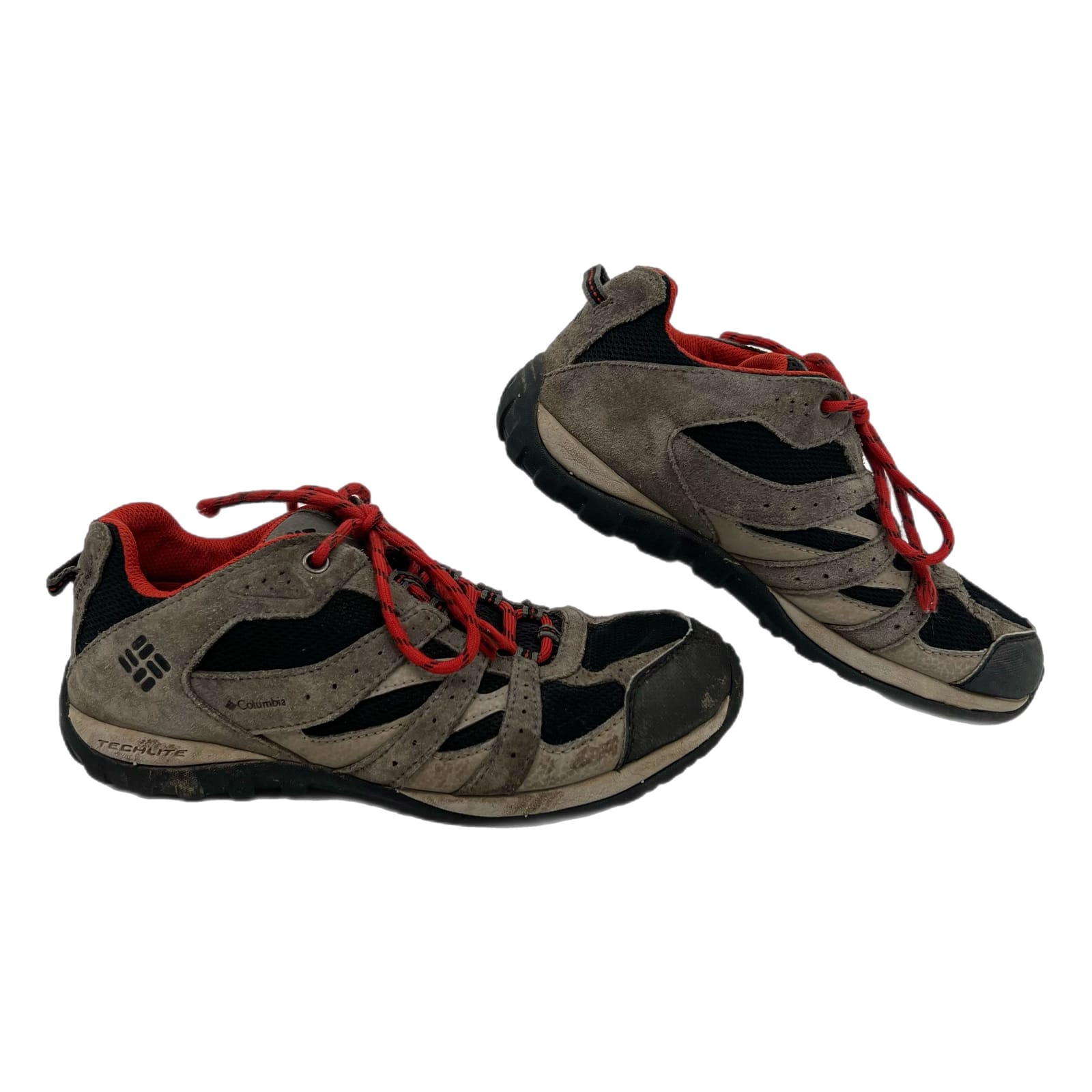 Columbia Gray and Red Lace-Up Hiking Sneakers