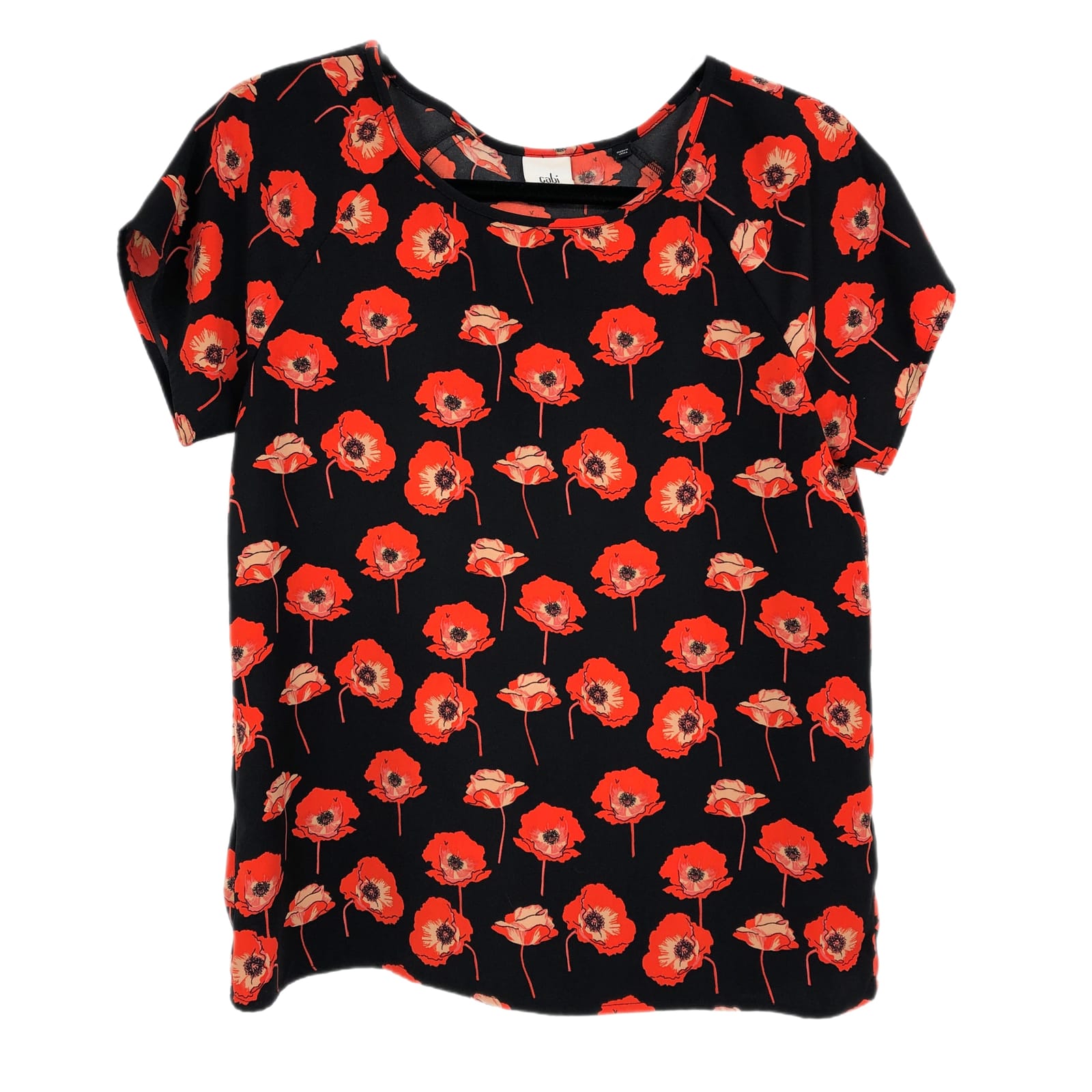CAbi Red & Black Floral Blouse
