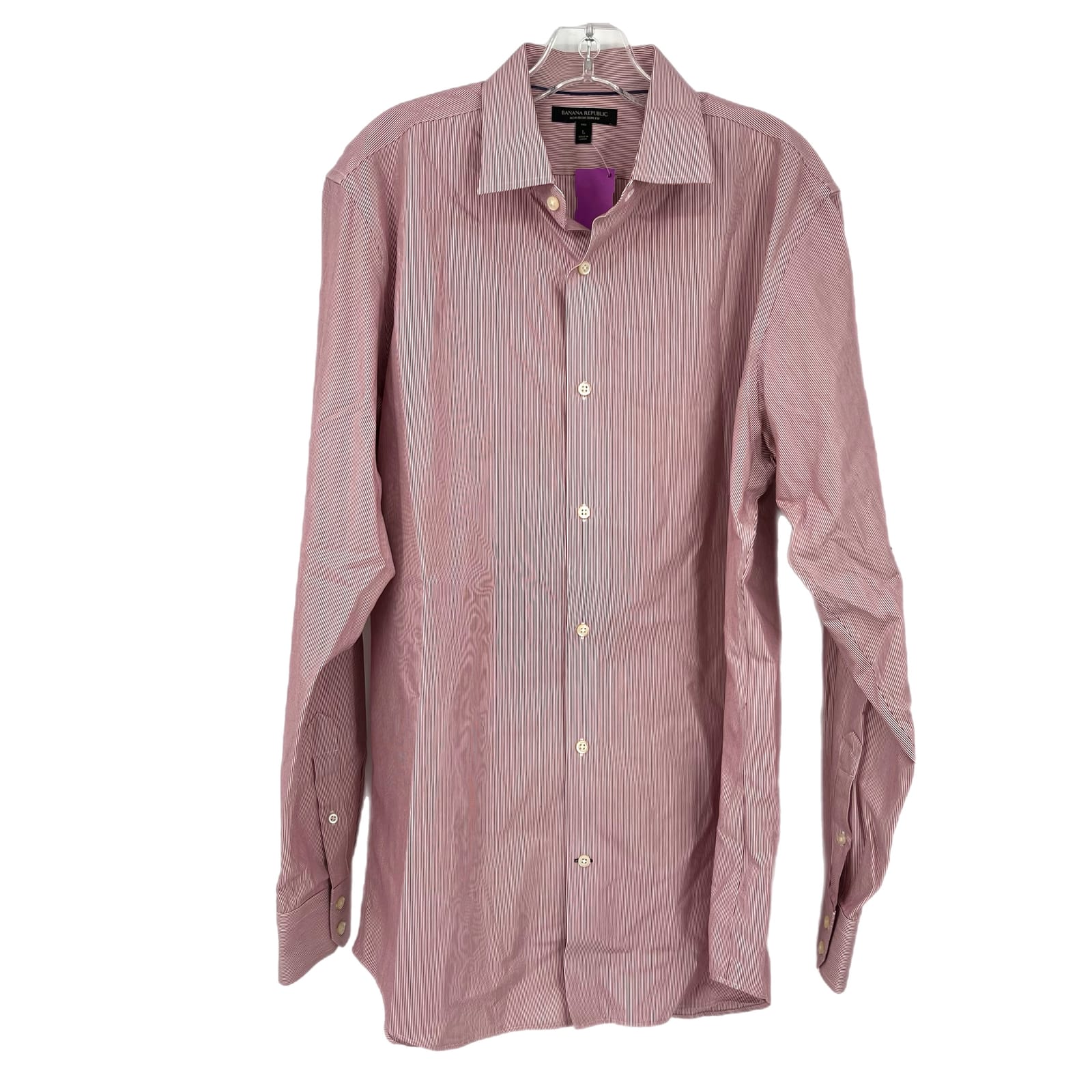 Banana Republic Red Striped Cotton Button-Up Shirt