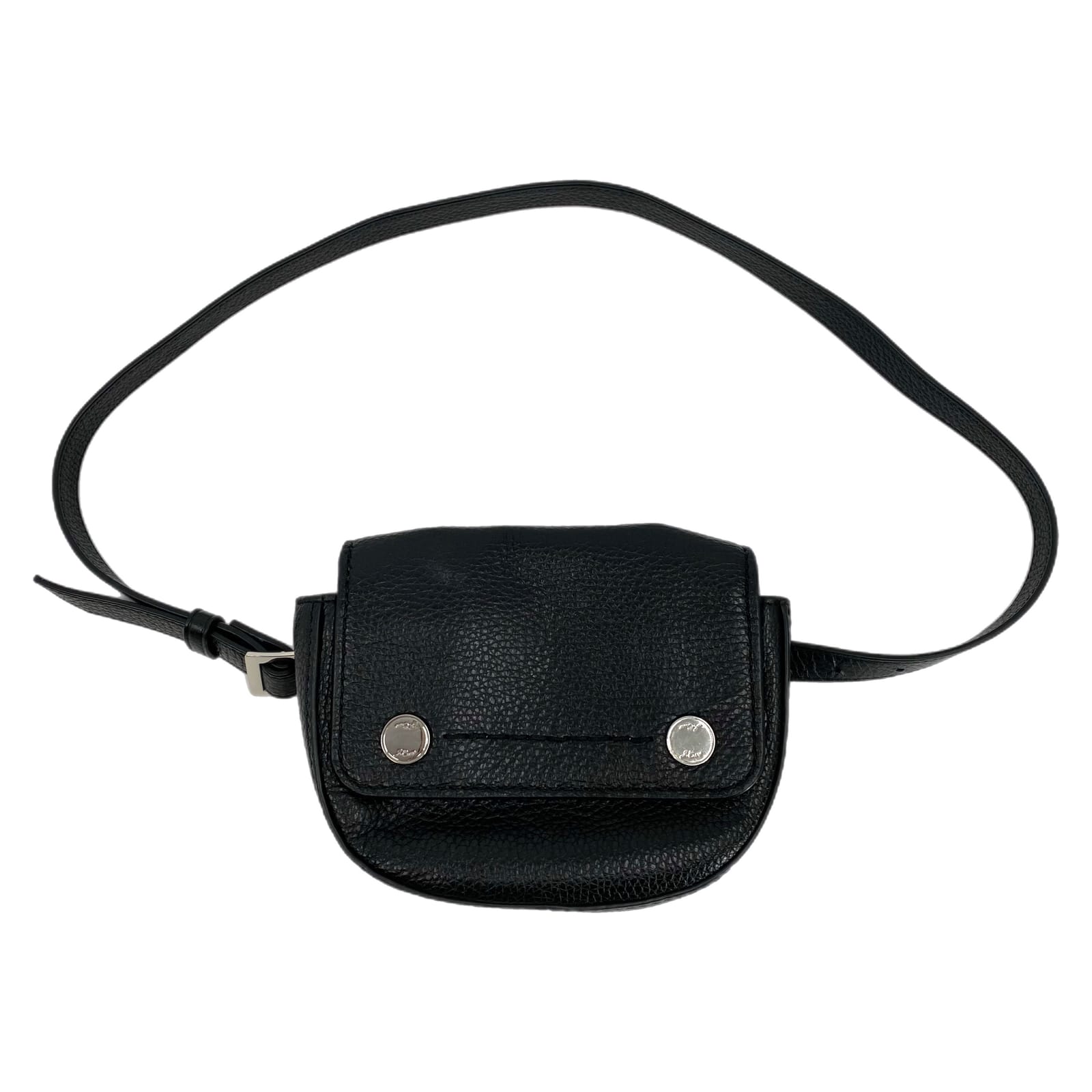 J. Crew Black Mini Pebbled Leather Belt Bag