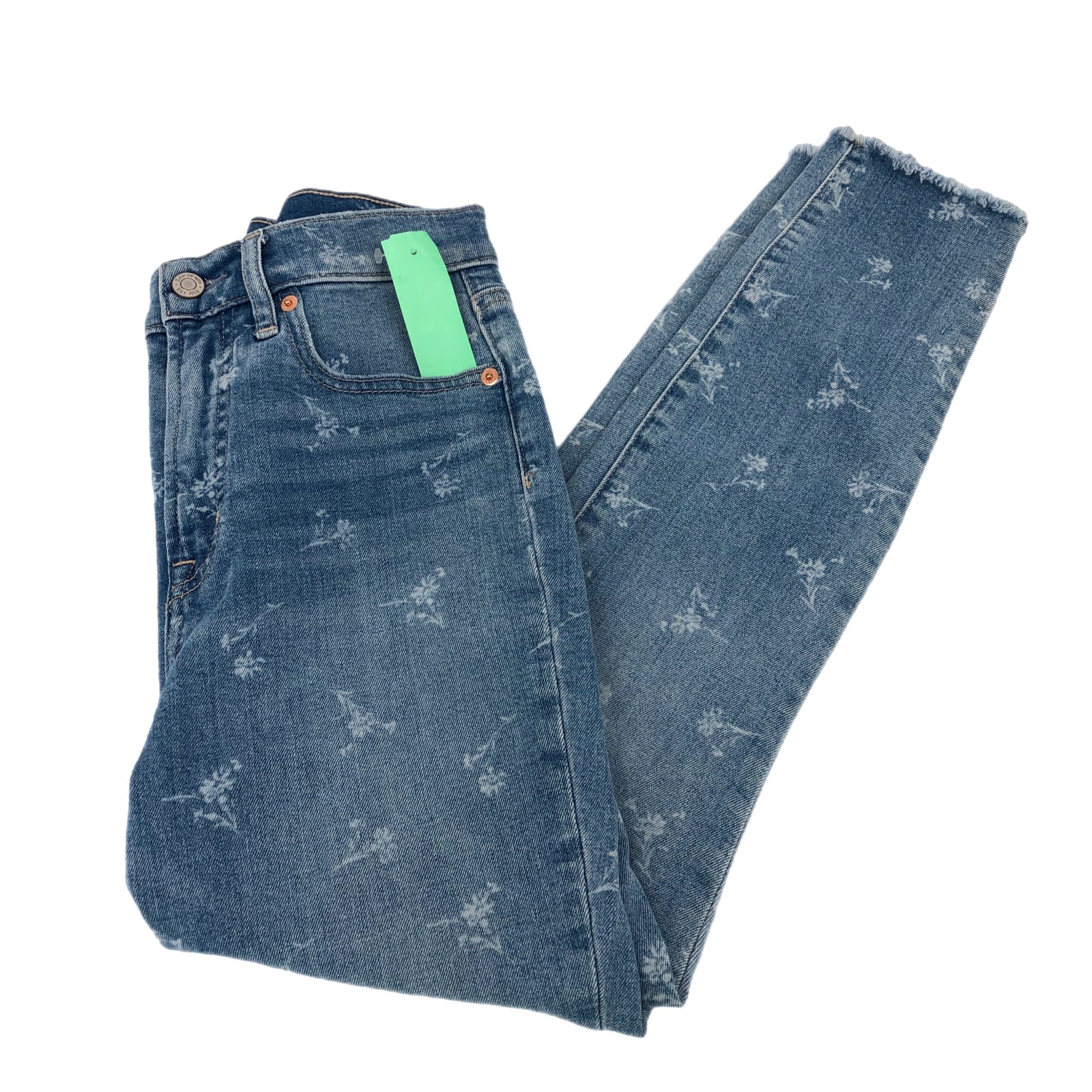 GAP Blue High Rise Straight Leg Floral Jeans