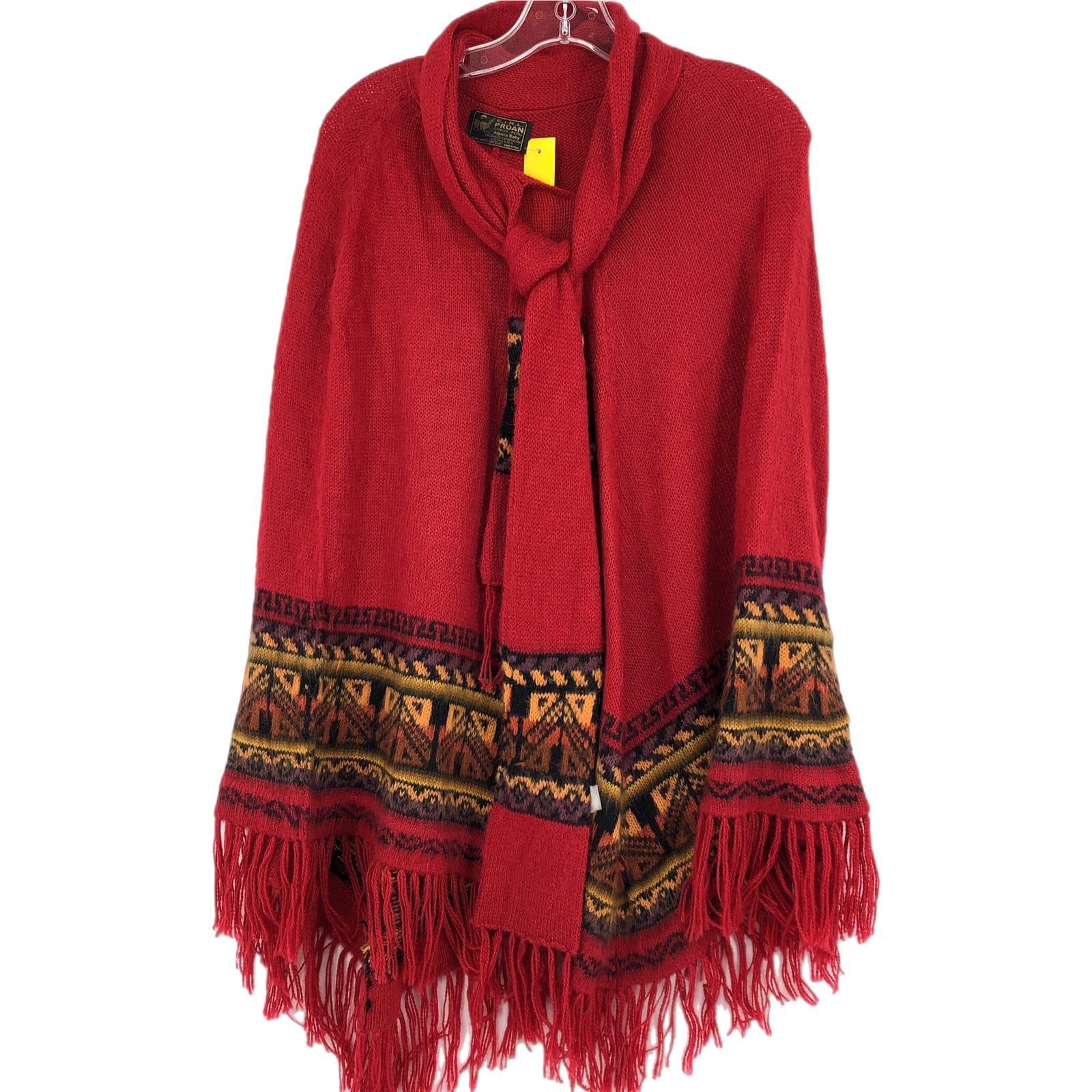 Vibrant Red Sleeveless Poncho