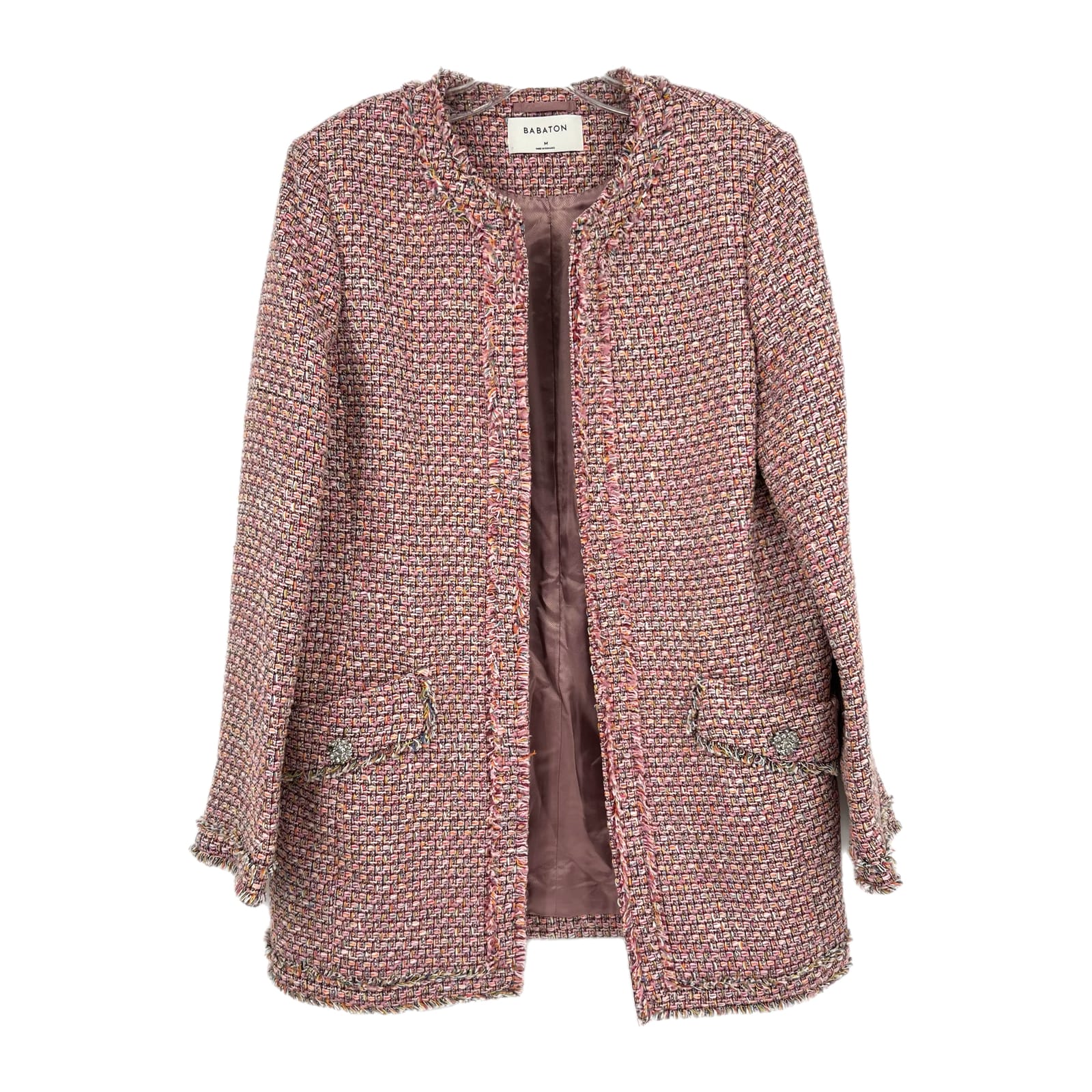 Babaton Pink Woven Mid-Length Classic Jacket