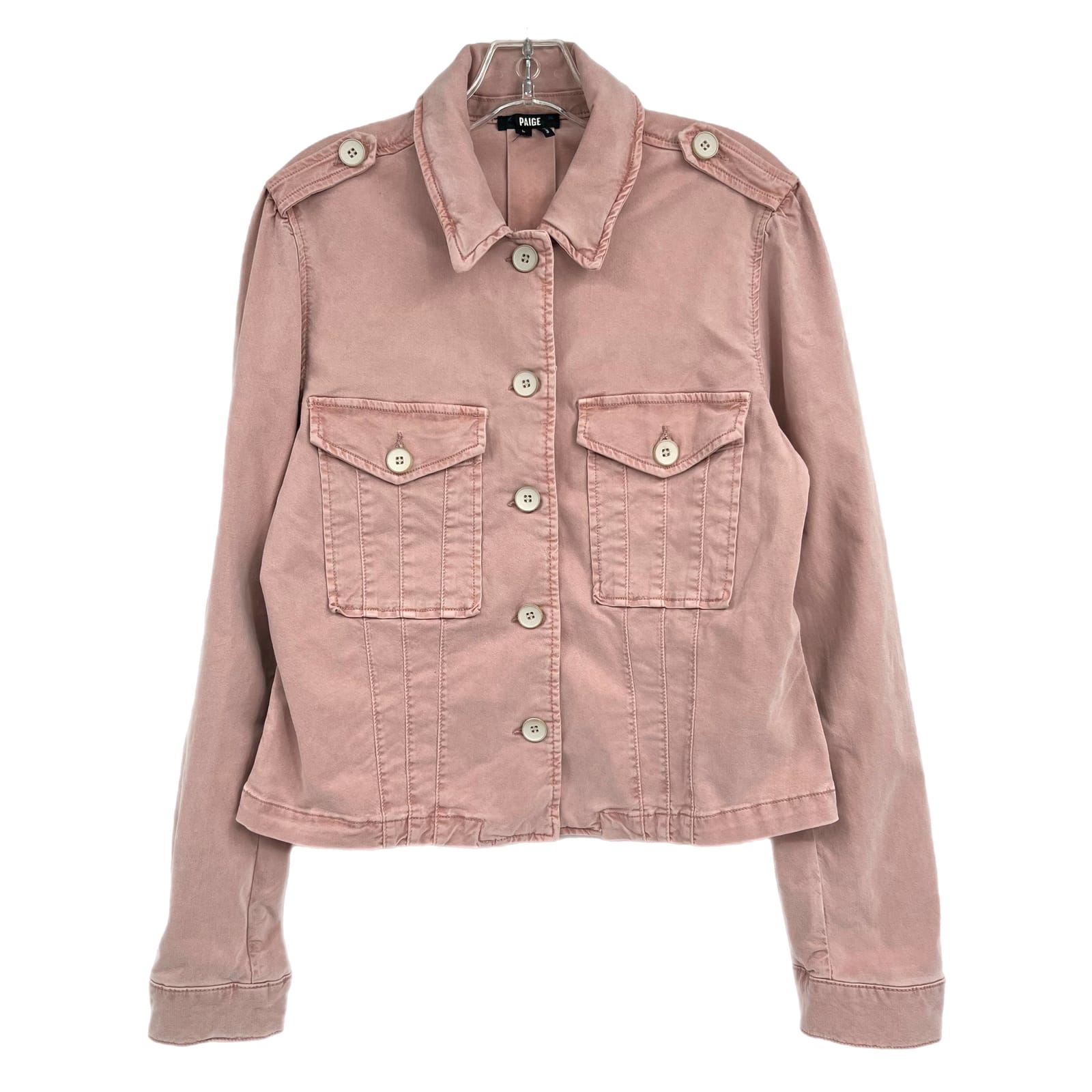 PAIGE Pink Button Front Utility Jacket