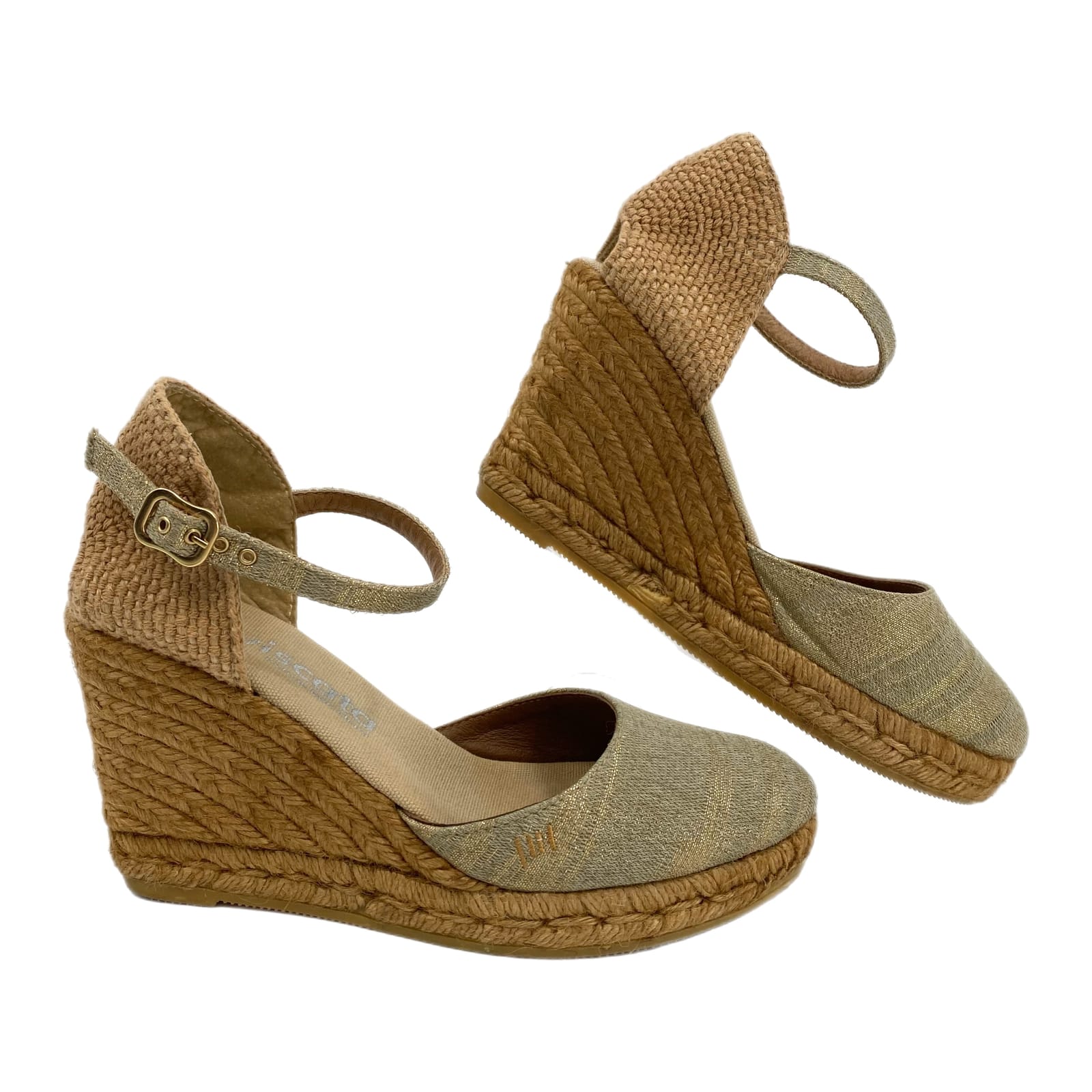 Viscata Gold Beige Espadrille Wedges