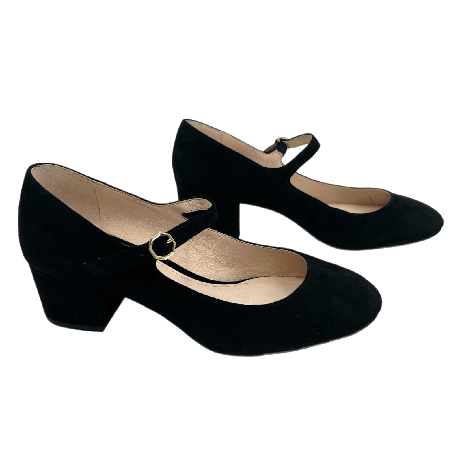 Louise et Cie Black Gold Leather Block Heel Shoes