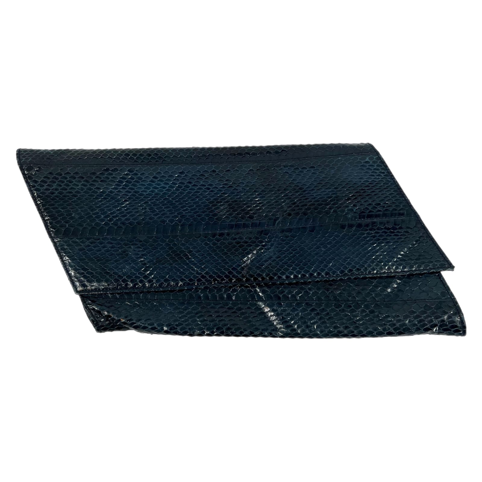 Nazareno Gabrielli Blue Snakeskin Embossed Leather Clutch