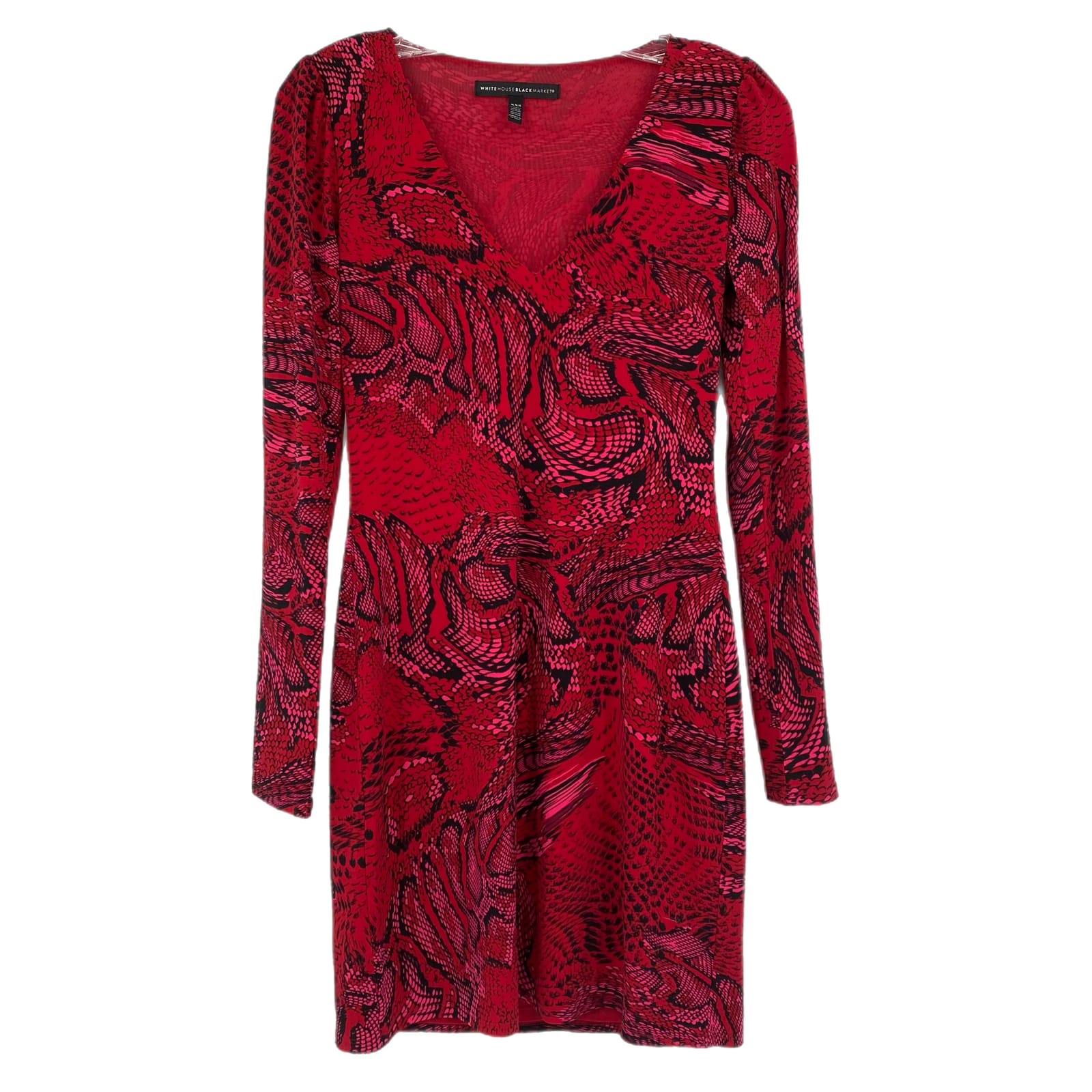White House Black Market Red Reptile Pattern Bodycon Dress
