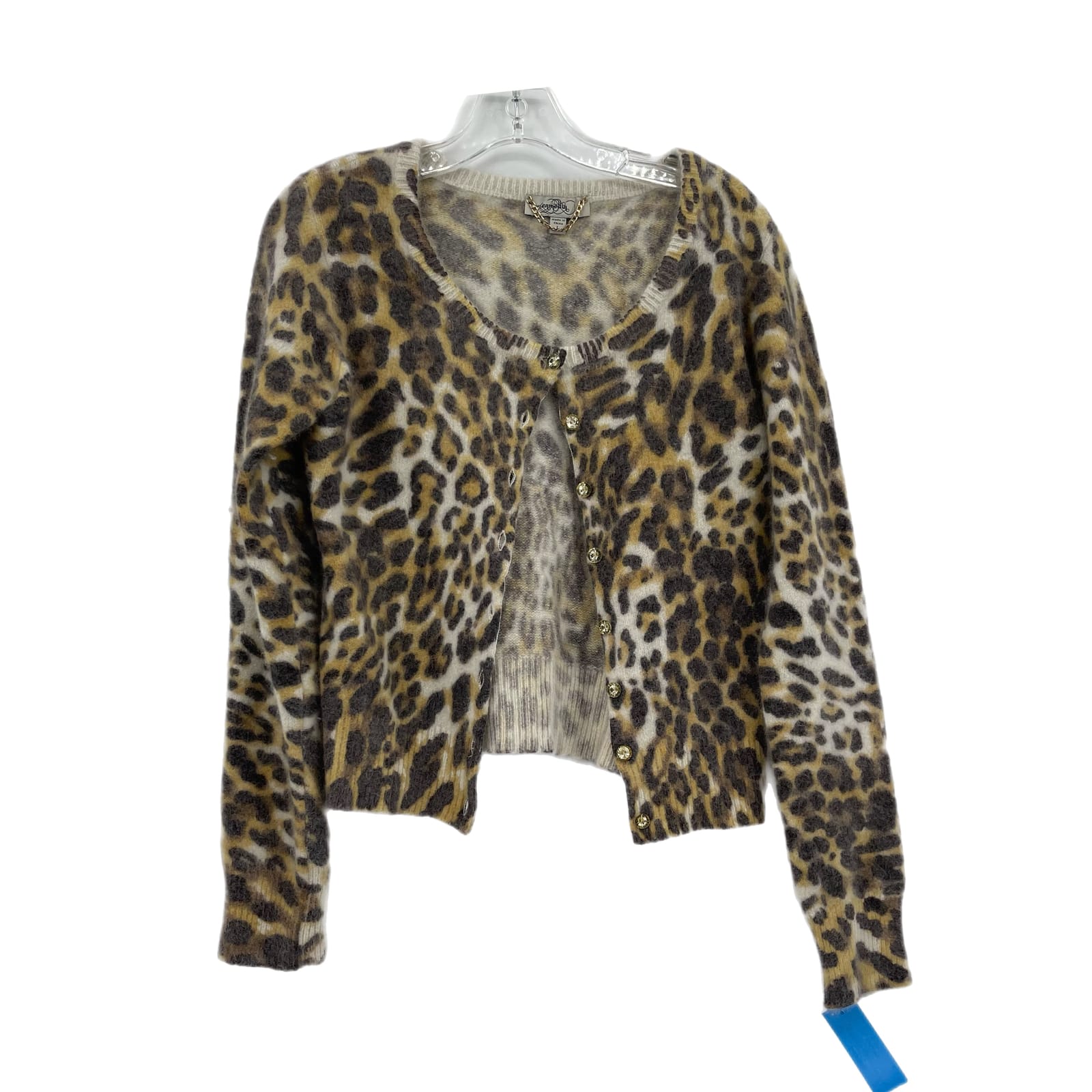 Brown & White Animal Print Button-Up Sweater