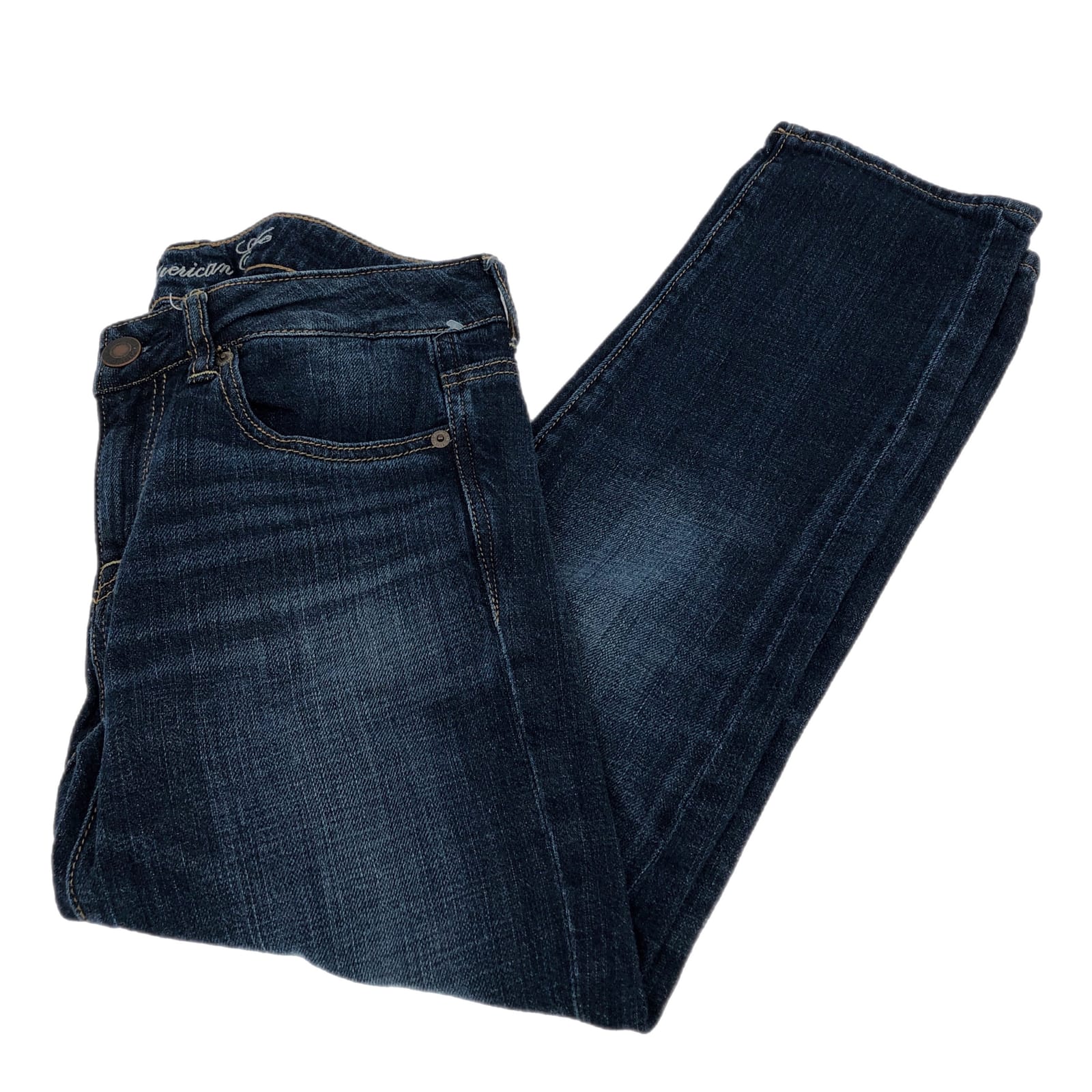 American Eagle Outfitters Blue Mid-Rise Straight Leg Jeans