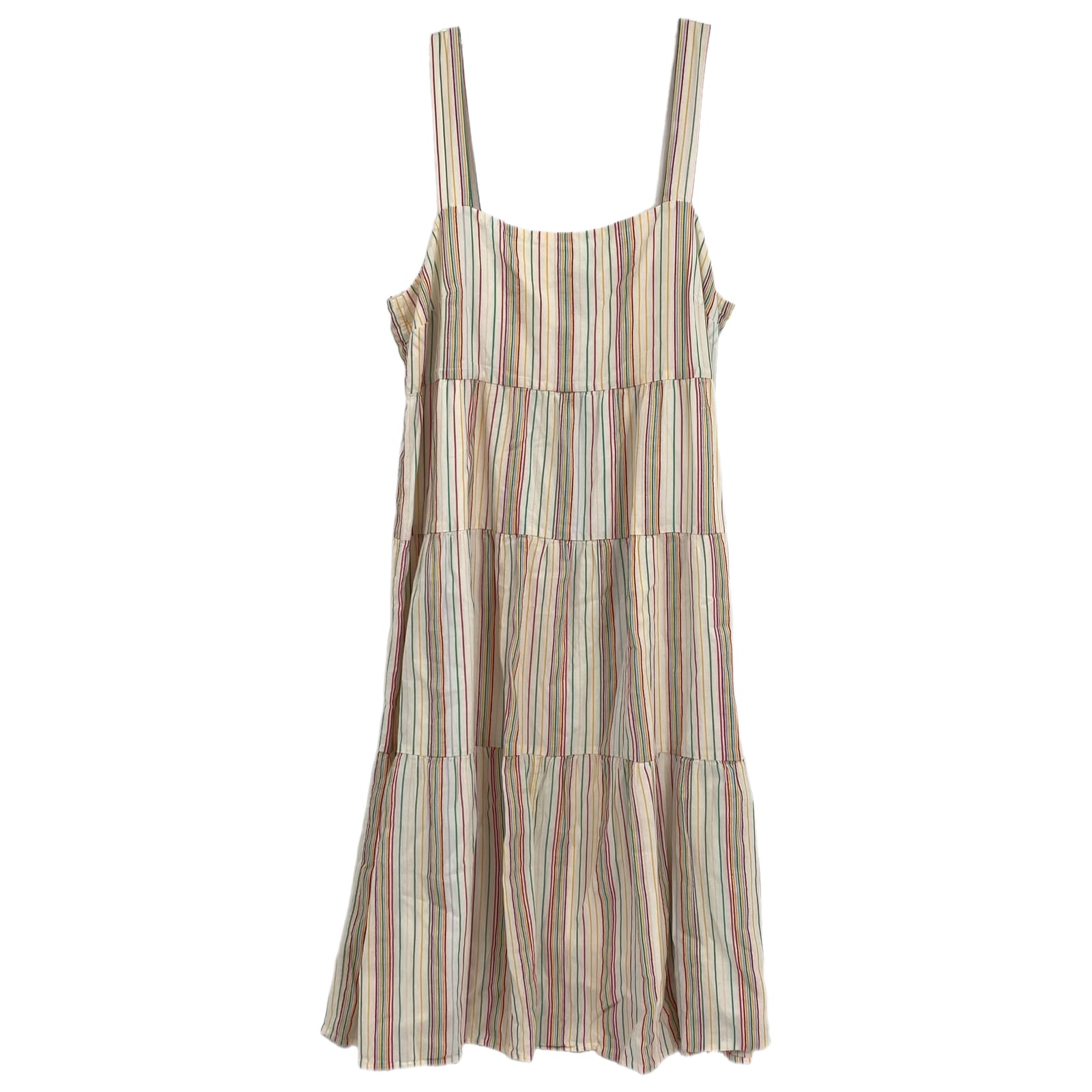 Madewell Cream Multicolor Striped Midi Dress
