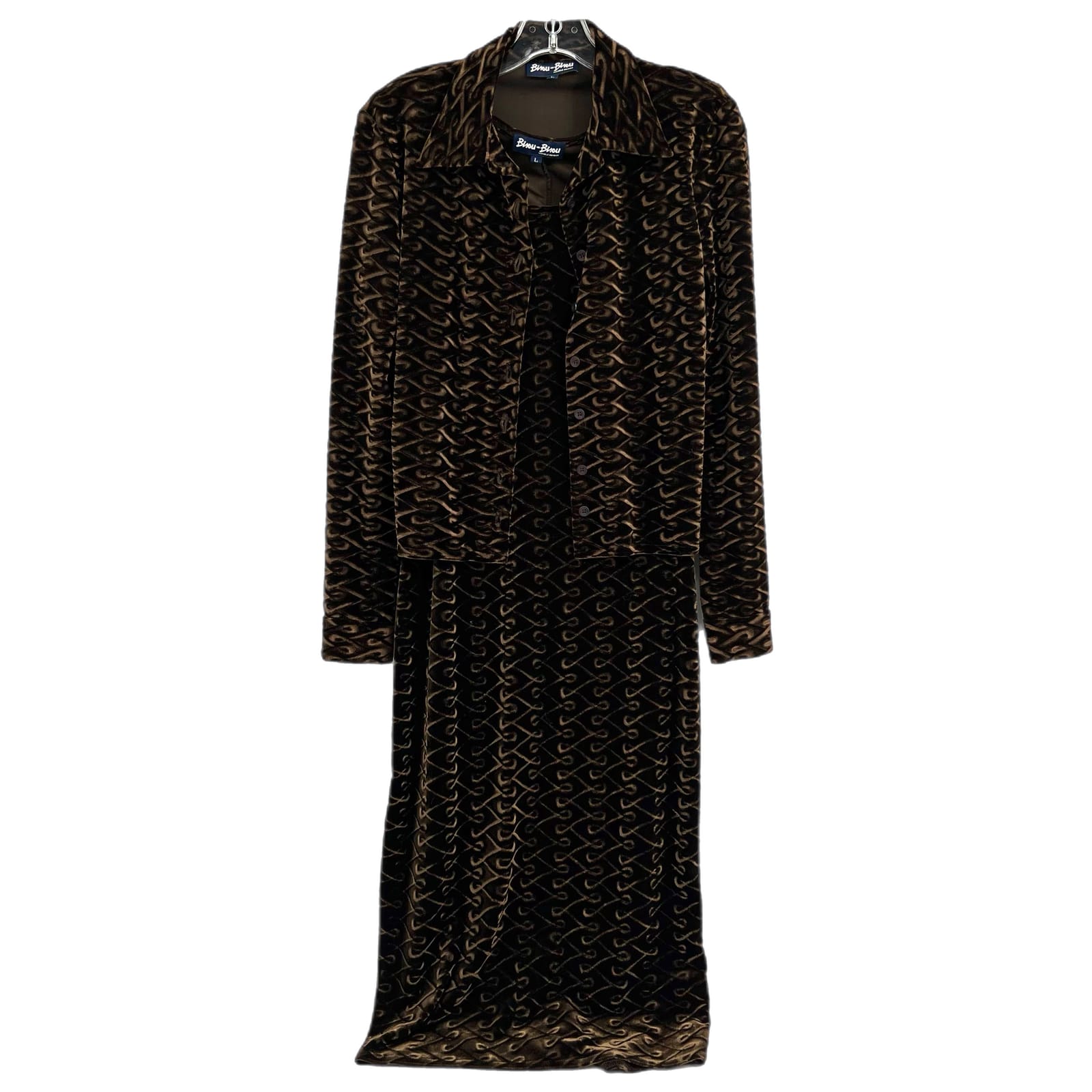 Bisou Bisou Brown Velvet Midi Dress Set