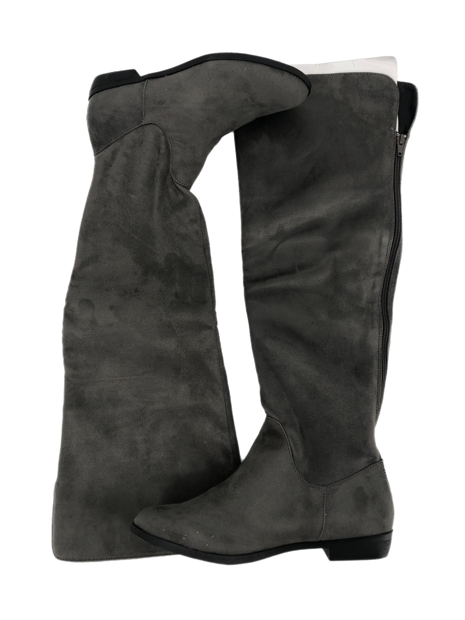 Report Gray Suede Heeled Boots
