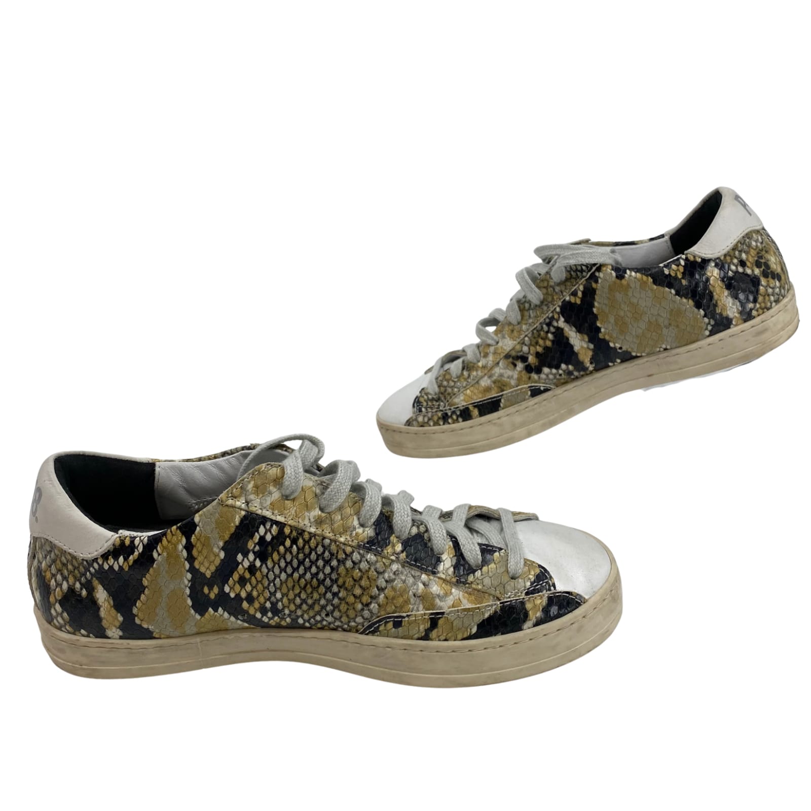 P448 Tan Animal Print Lace-Up Sneakers