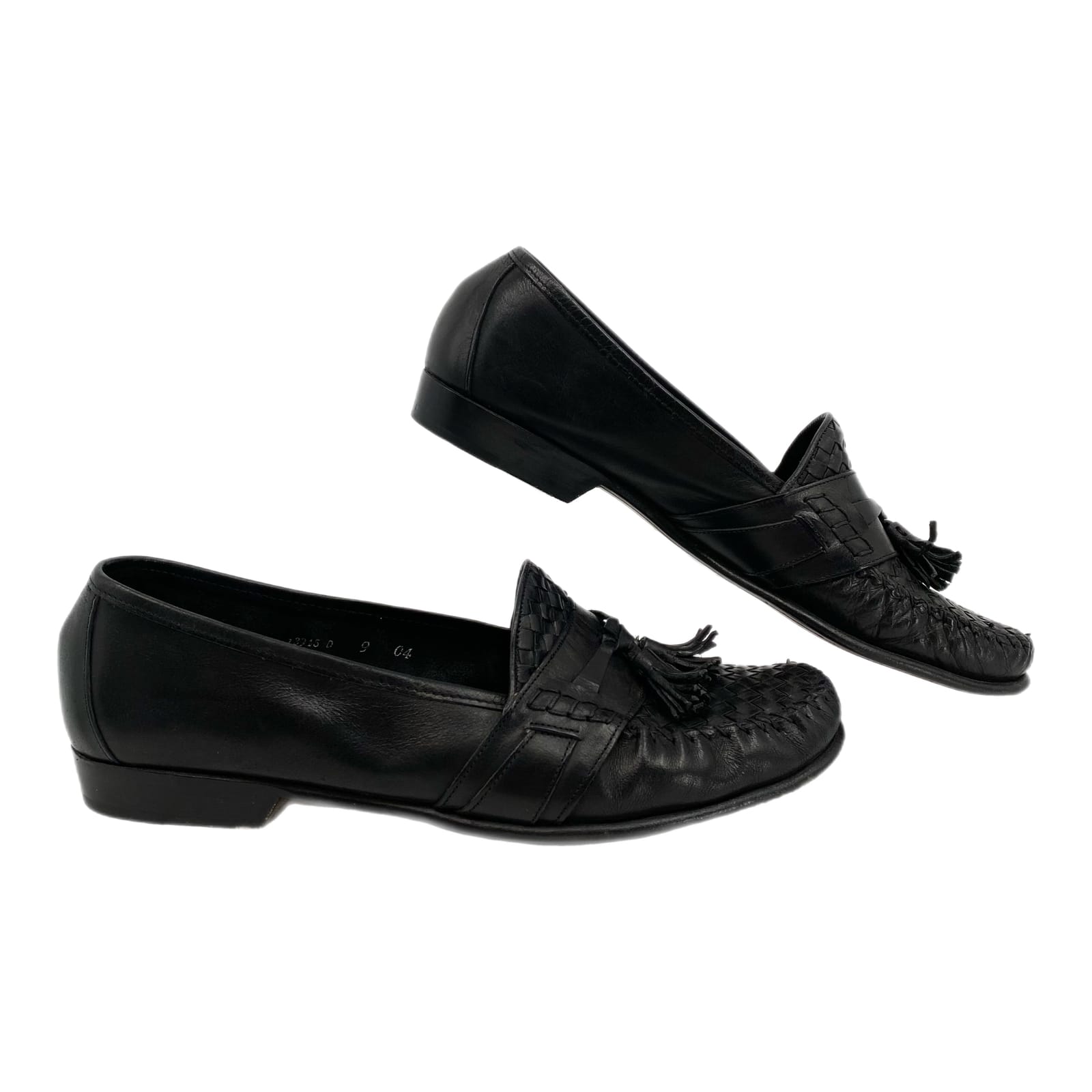 Cole Haan Black Leather Woven Tasseled Loafers