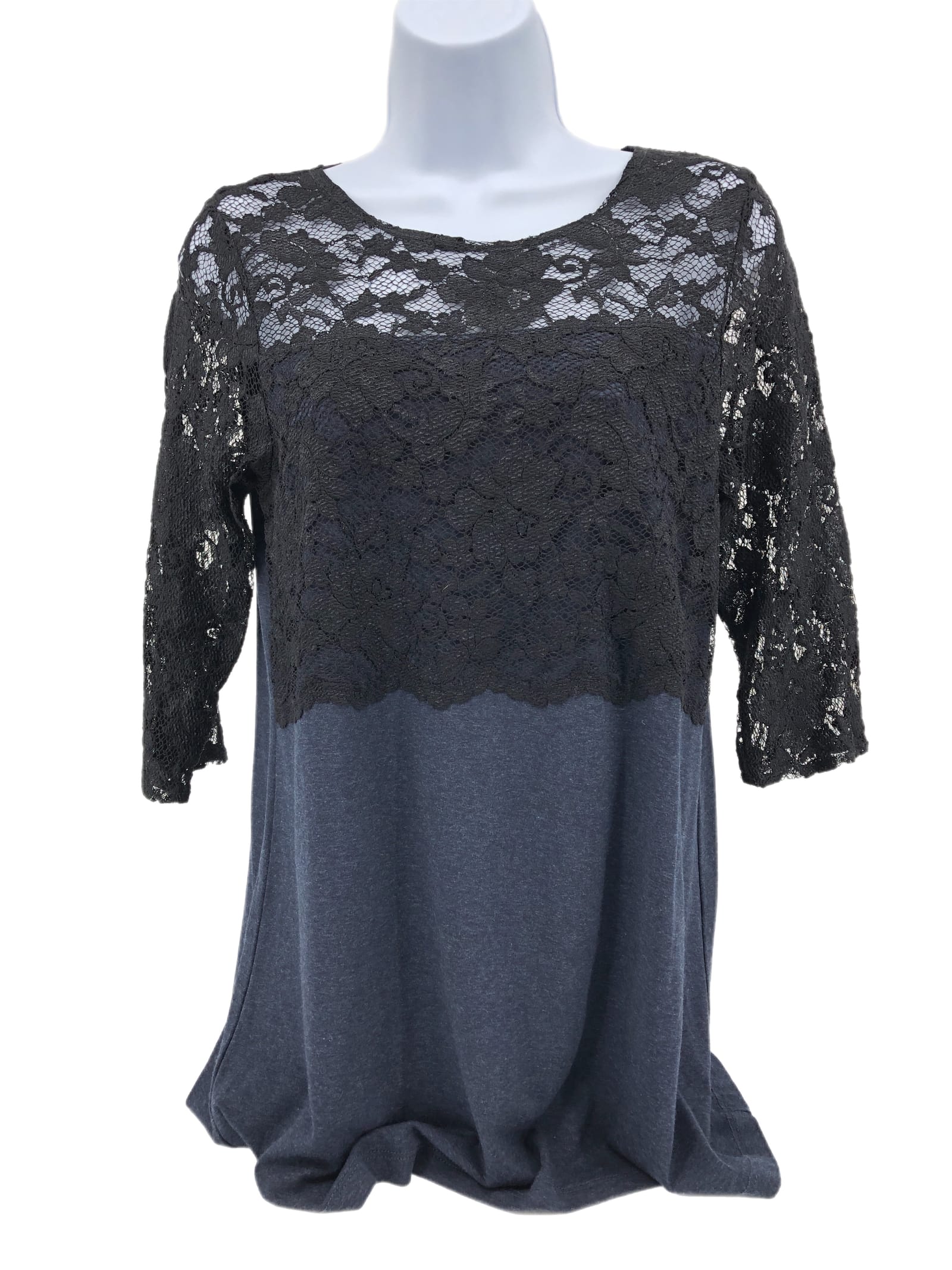 Versatile Black & Blue Cotton Peasant Blouse