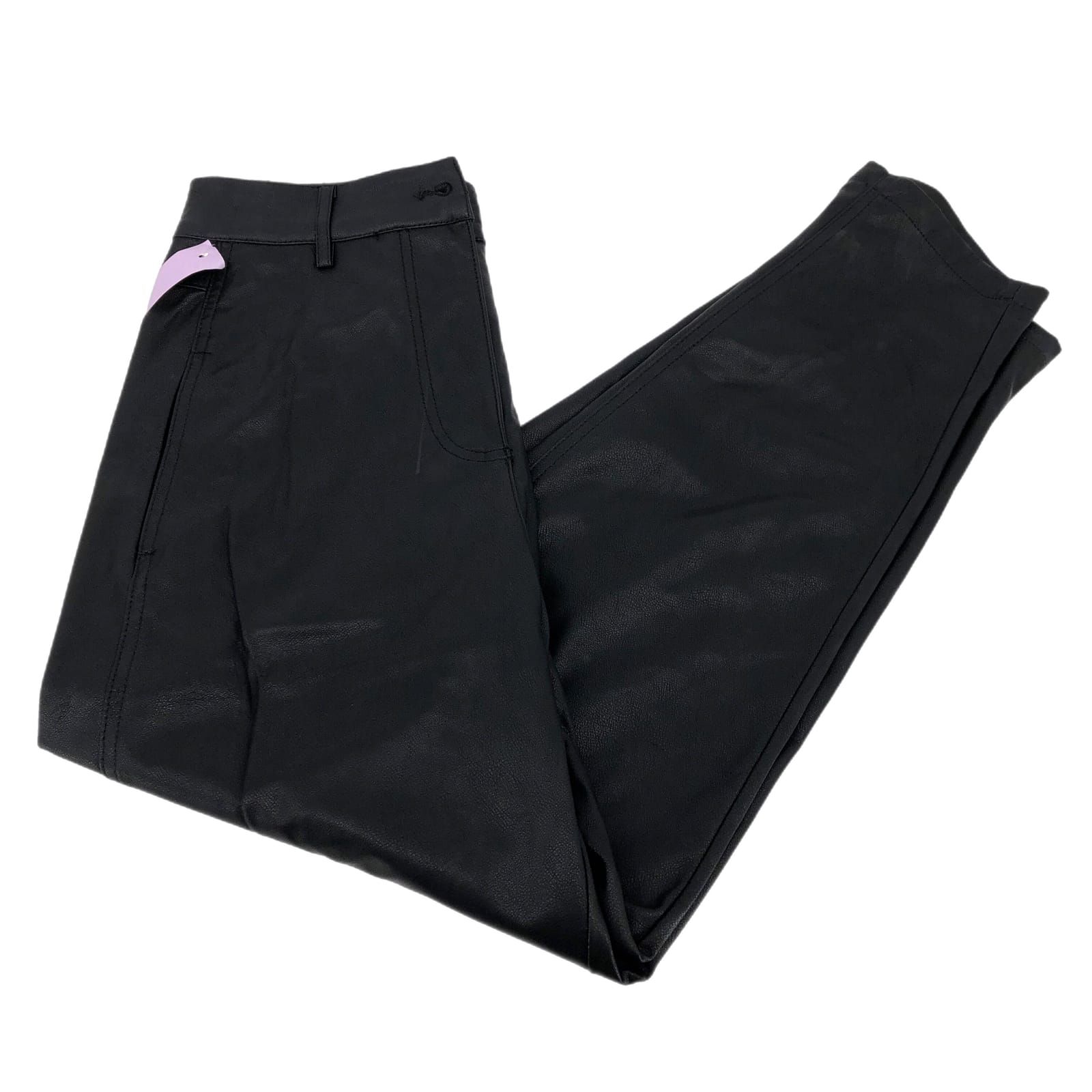 Zara Black High-Rise Straight Pants| Leather Jeans