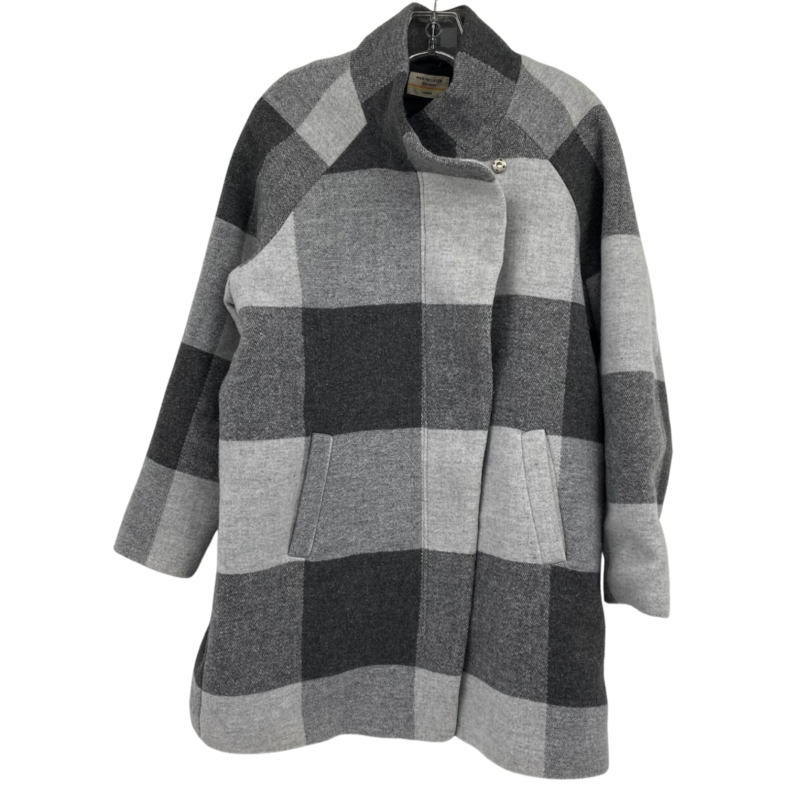 Marine Layer Gray Plaid Overcoat