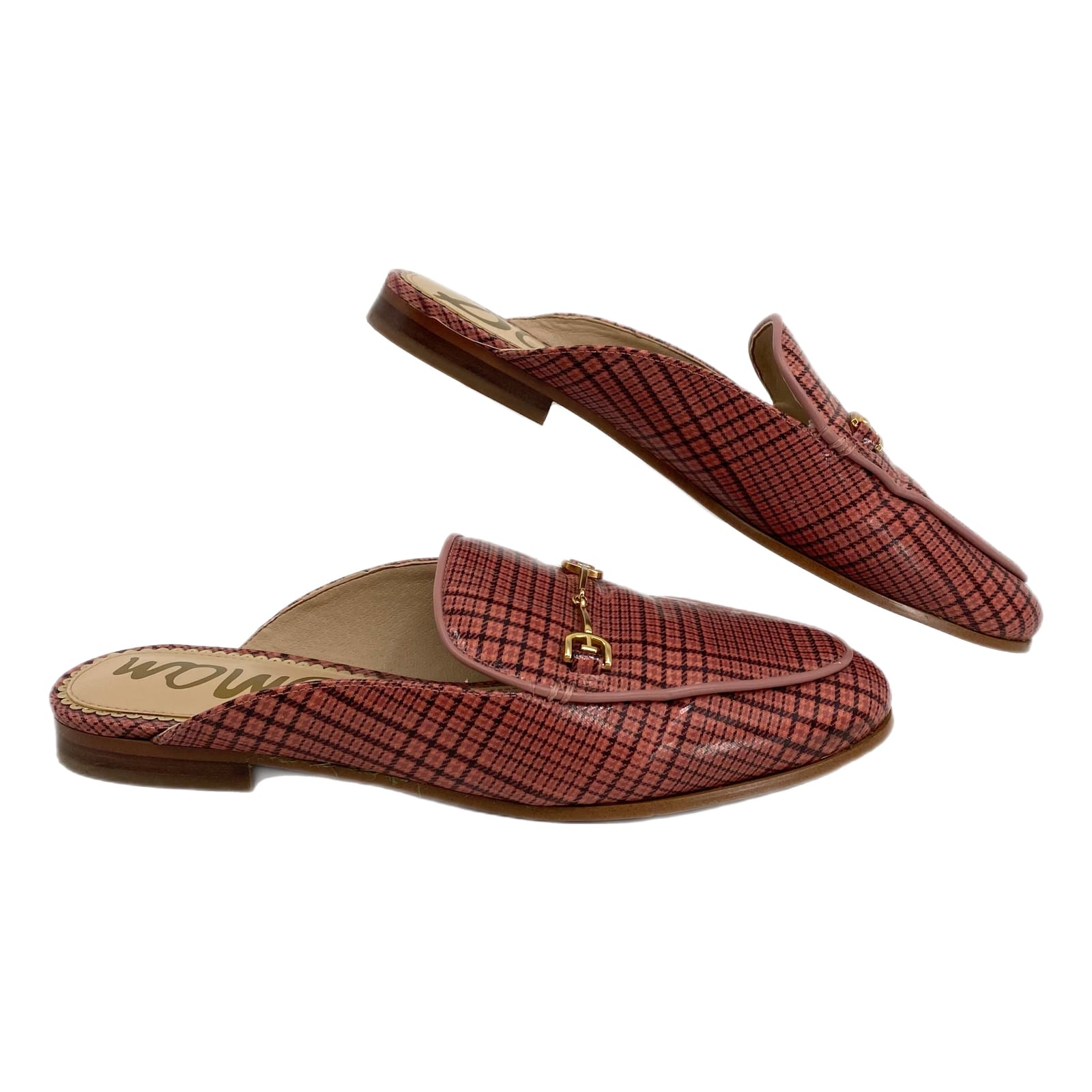Sam Edelman Pink Gold Plaid Mule Loafers