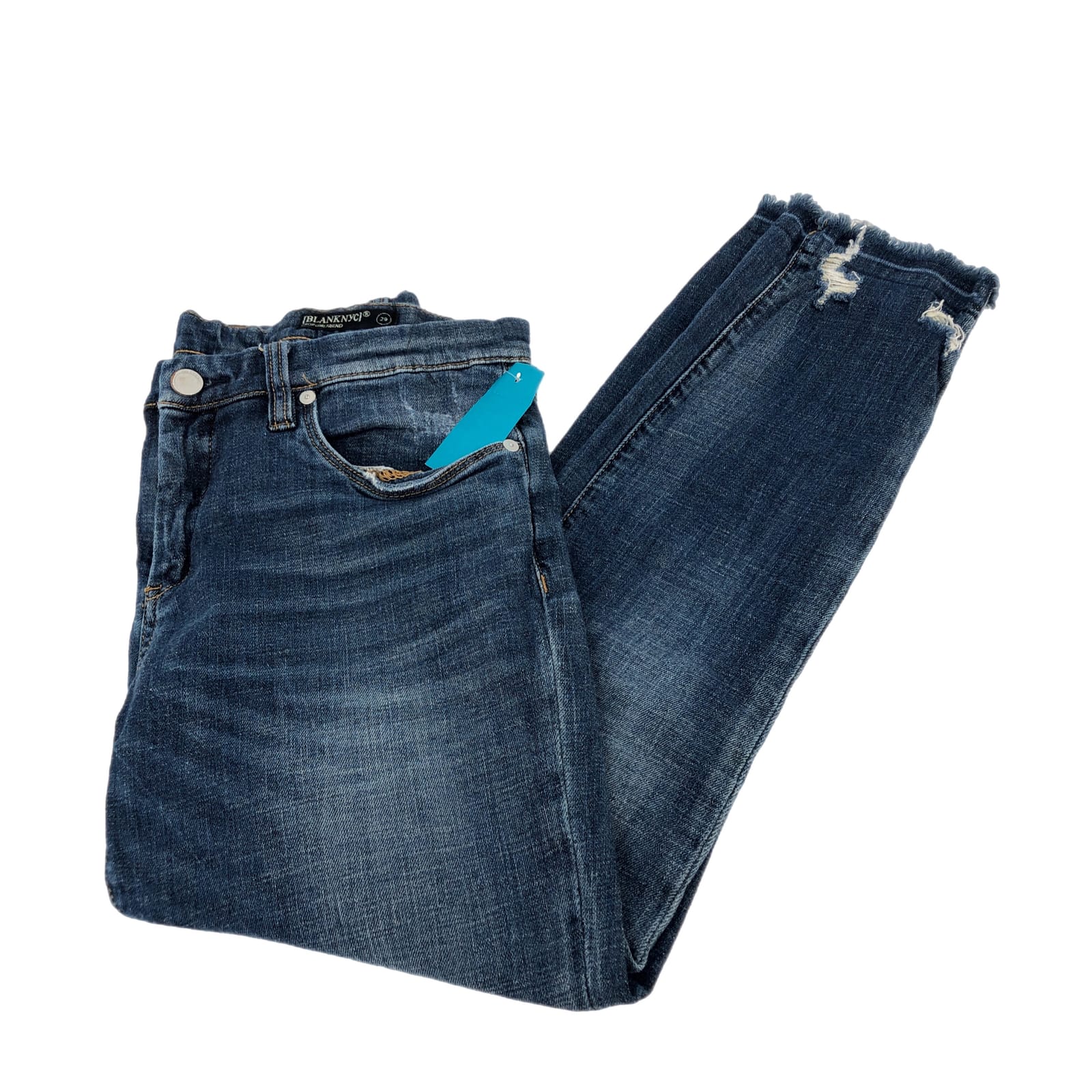 Blank NYC Blue Distressed Straight Leg Jeans