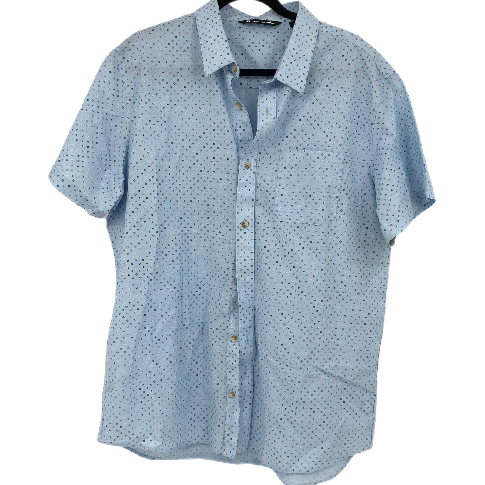 Travis Mathew Blue Button-Up Casual Shirt