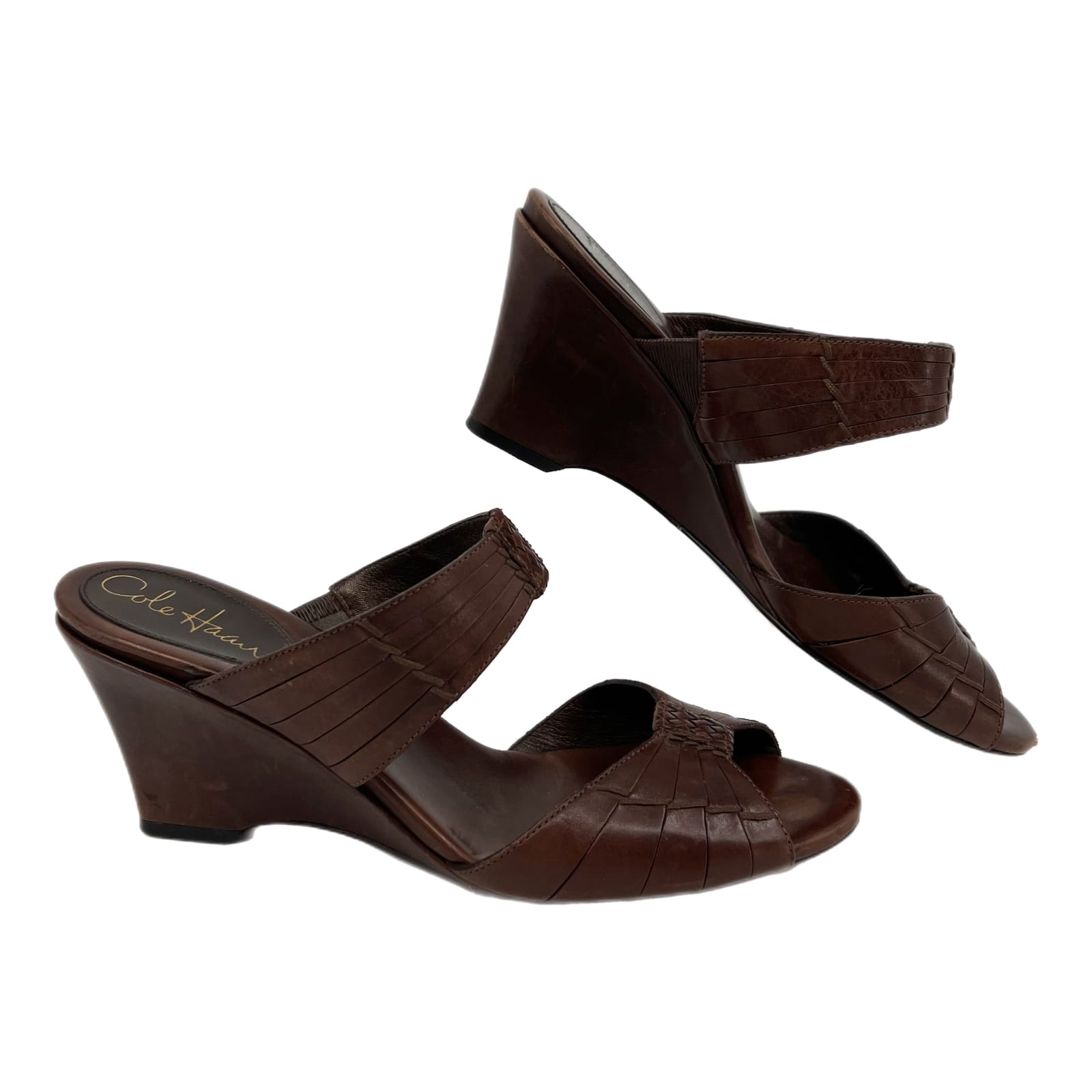 Cole Haan Brown Leather High Wedge Sandals