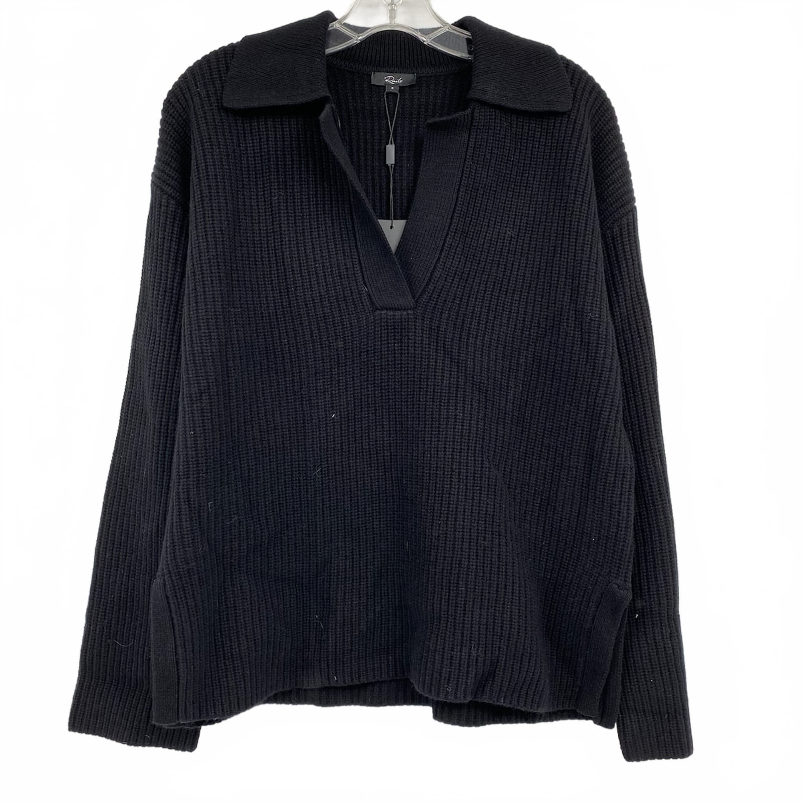 Rails Black Harris Collared V-Neck Sweater