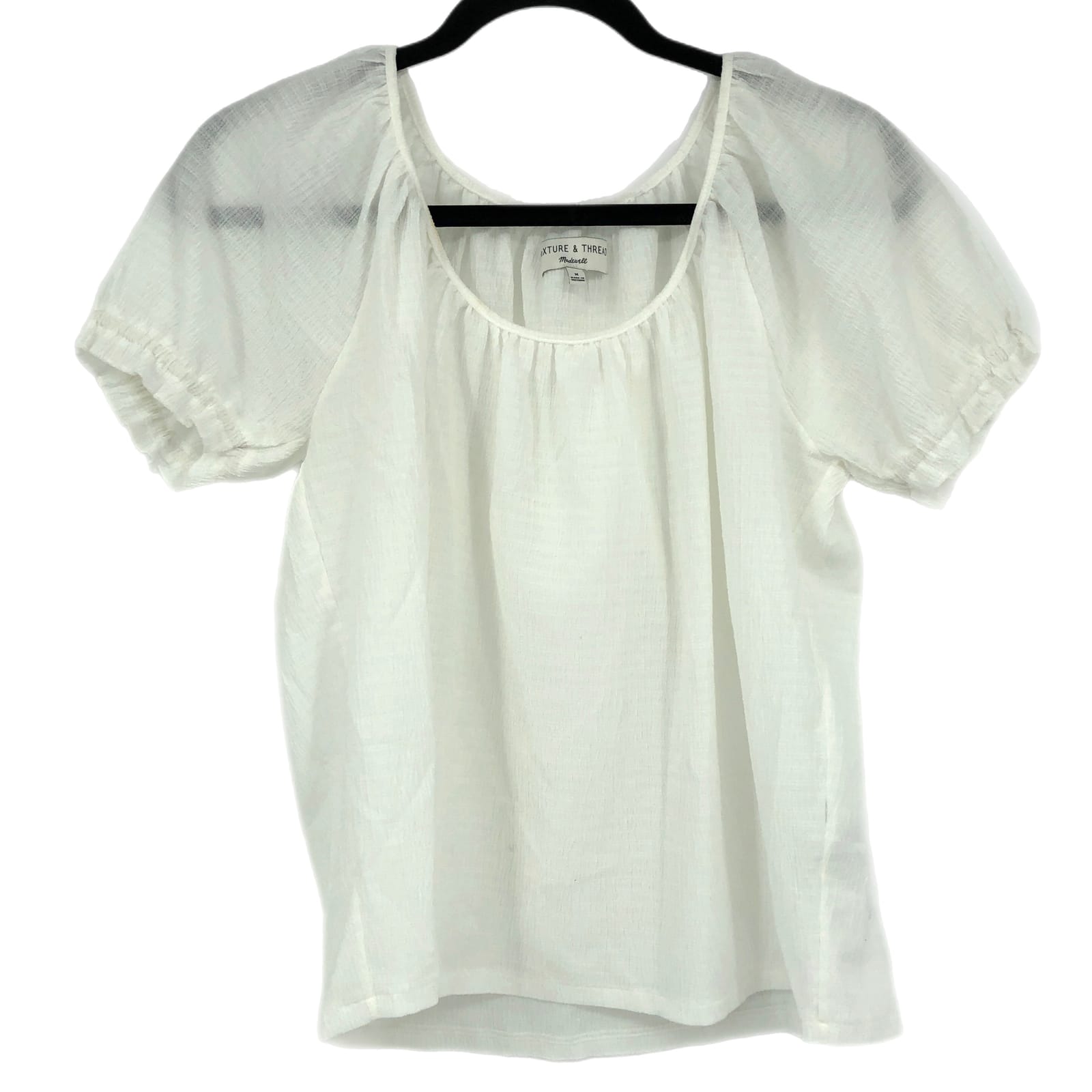 Madewell White Puff Sleeve Tunic Crop Top