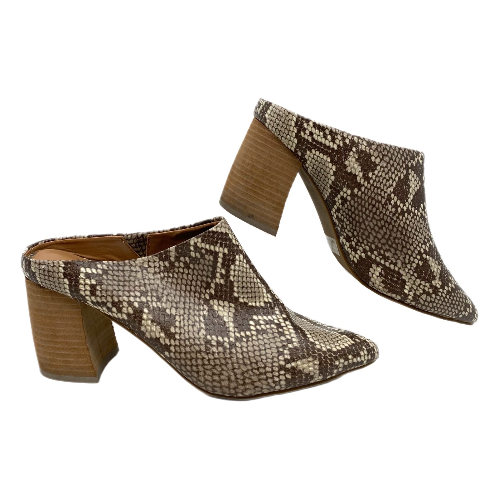 Dolce Vita Brown Snakeskin Mule Heels
