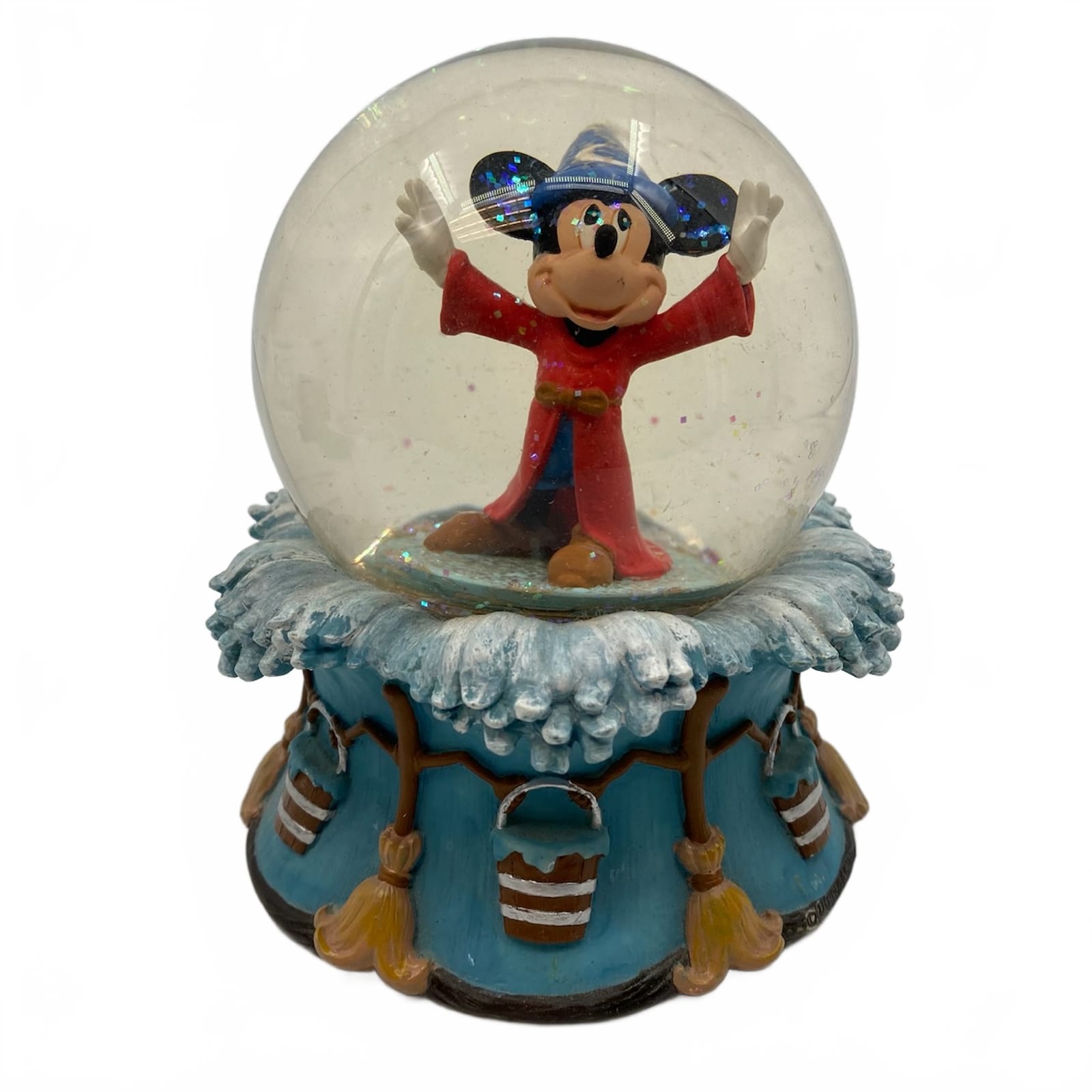 Disney Blue Red Mickey Mouse Fantasia Snow Globe