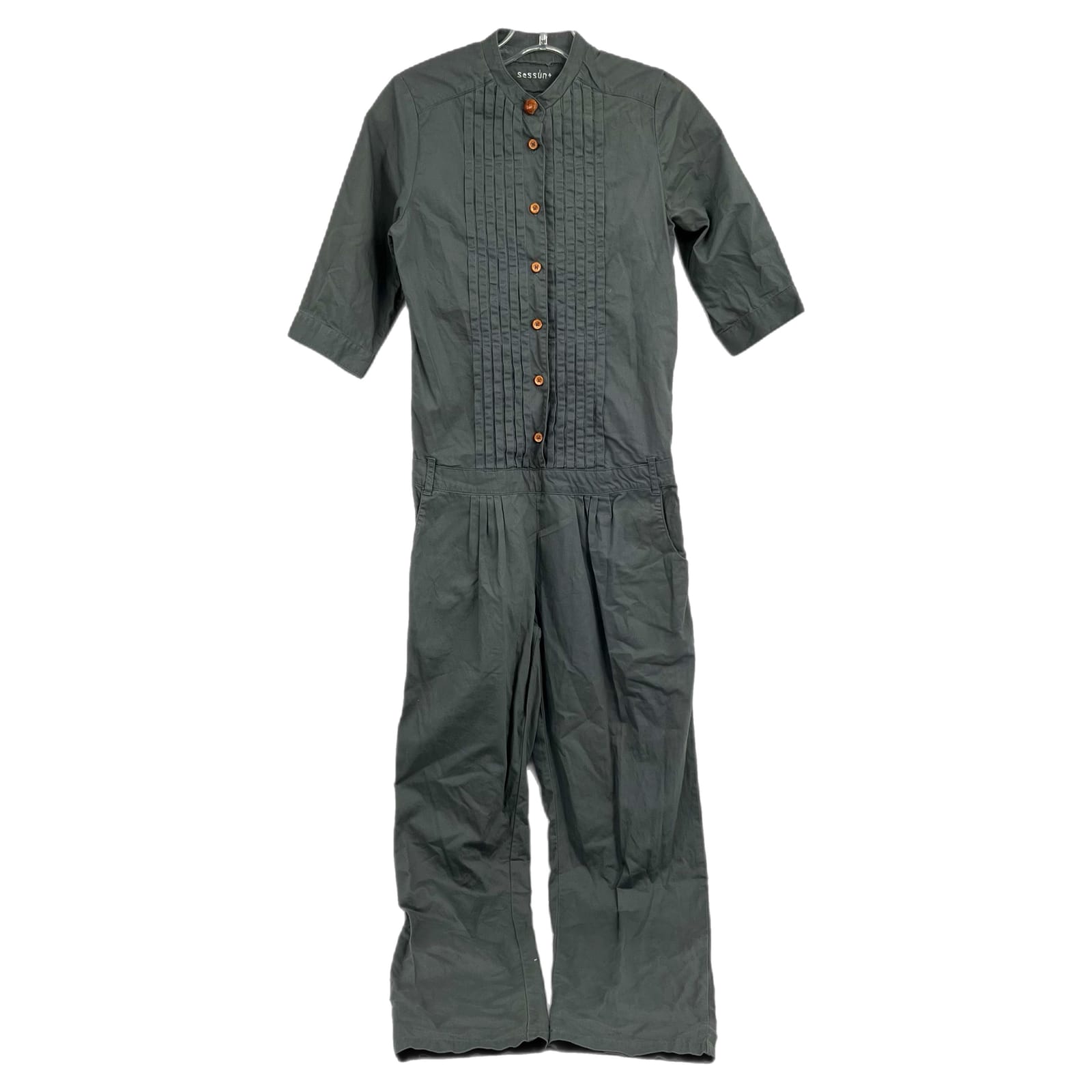 Sessun Gray Pleated Straight Jumpsuit