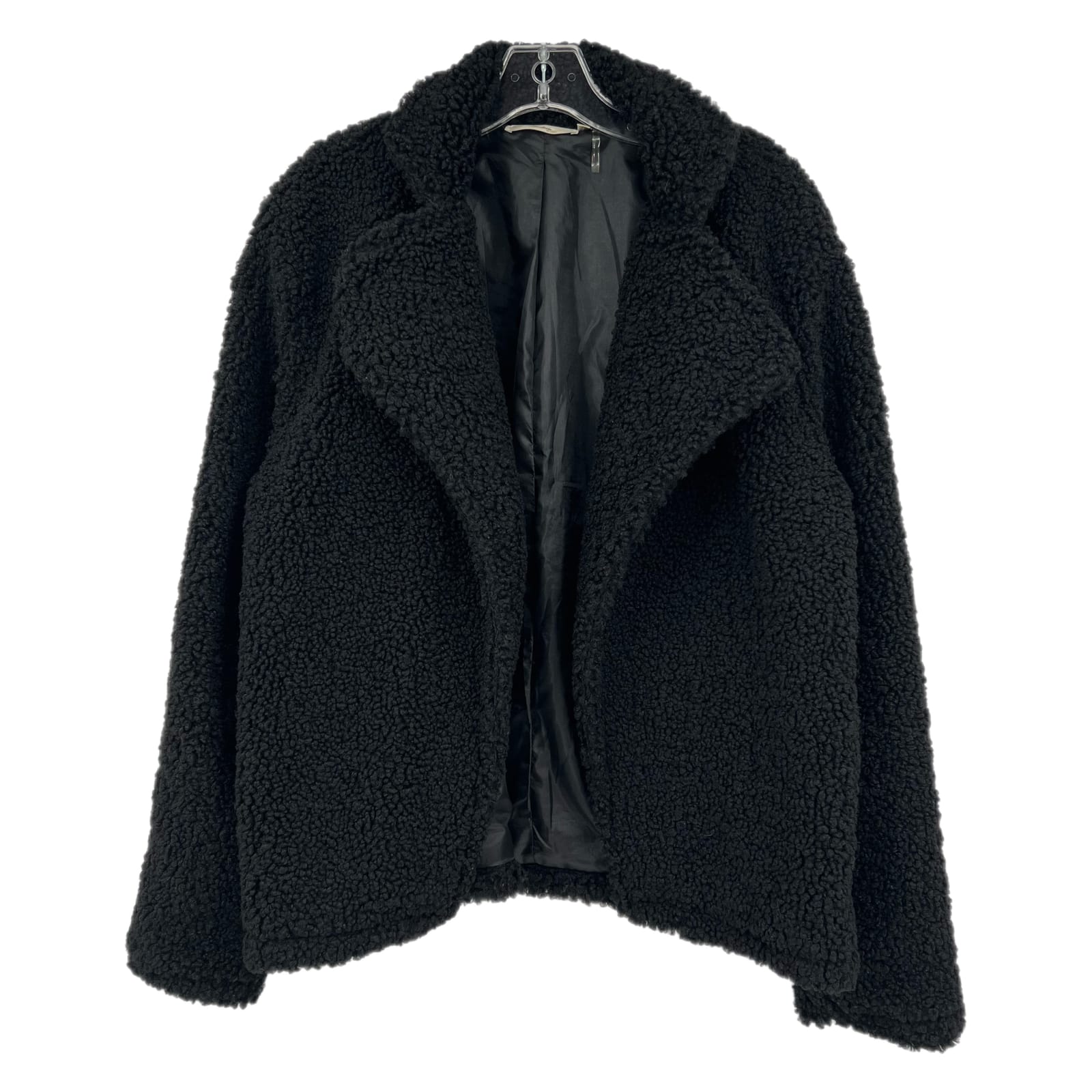 Andree Black Fuzzy Open Front Teddy Jacket