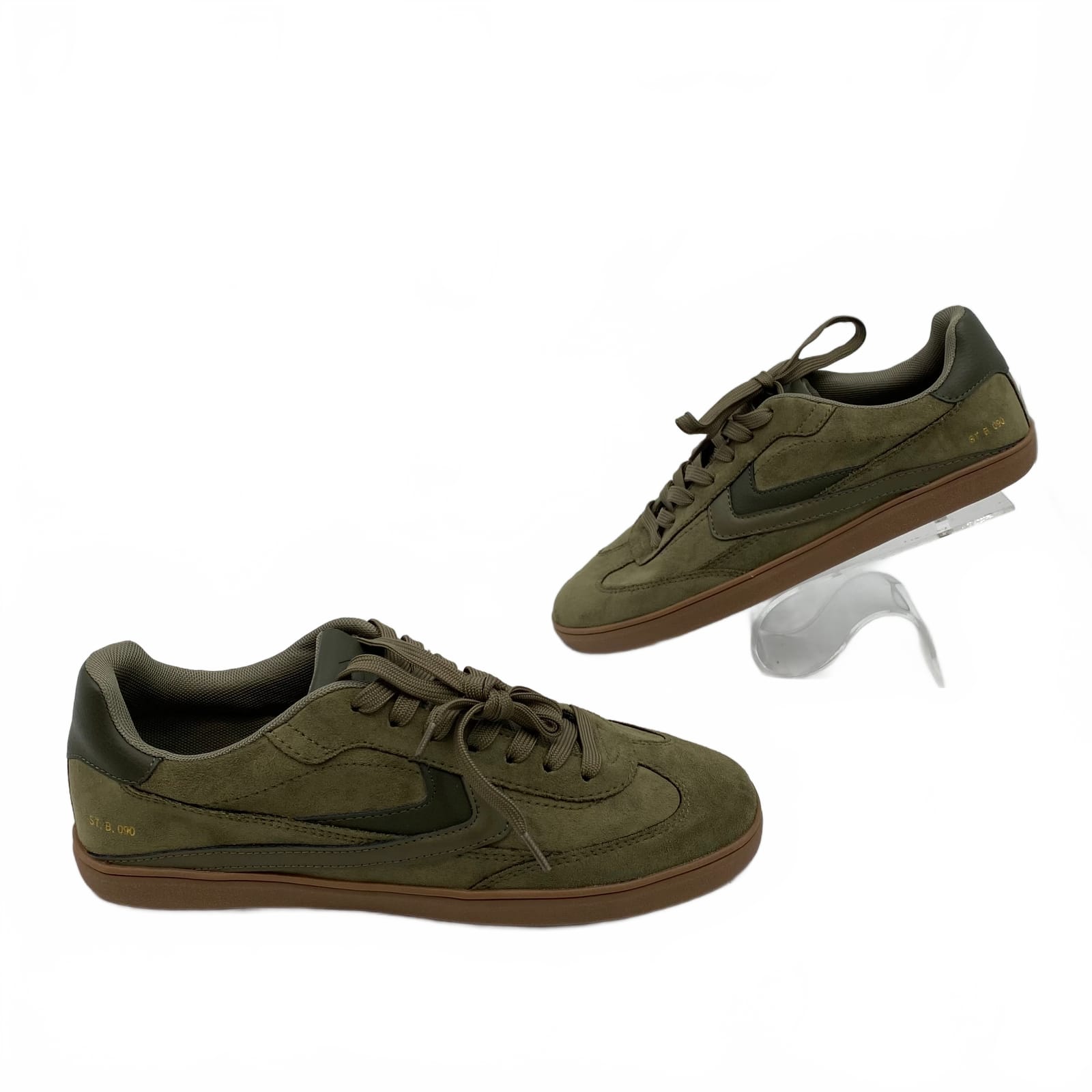 Bershka Green Suede Sneakers