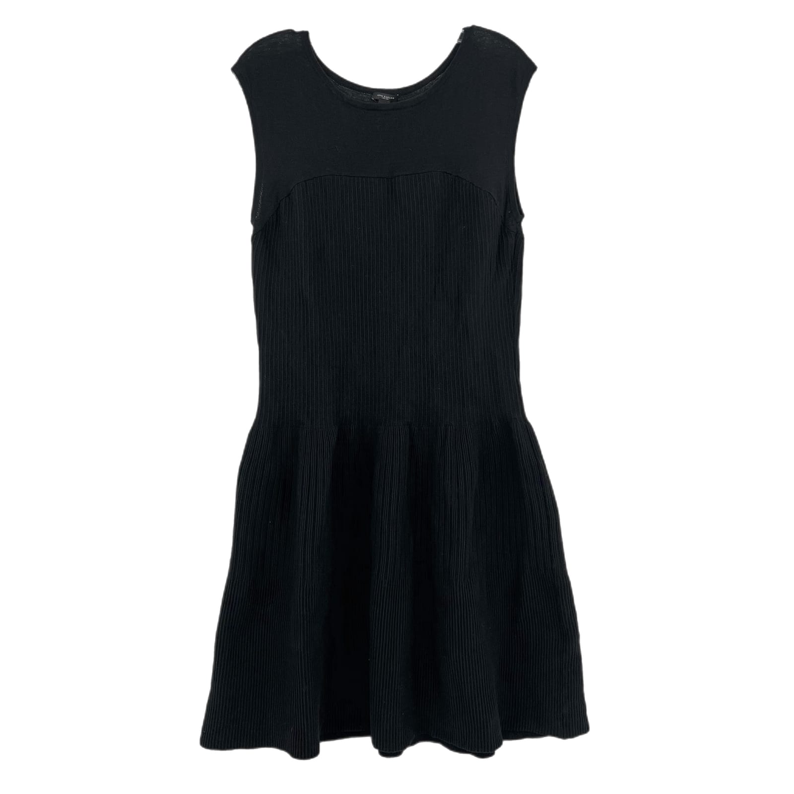 Ann Taylor Black Knit Ribbed Mini Dress