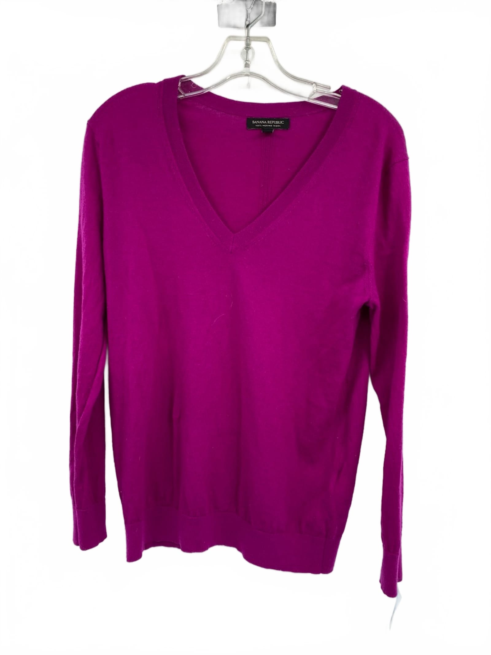 Banana Republic Purple 100% Merino Wool V-Neck Pullover