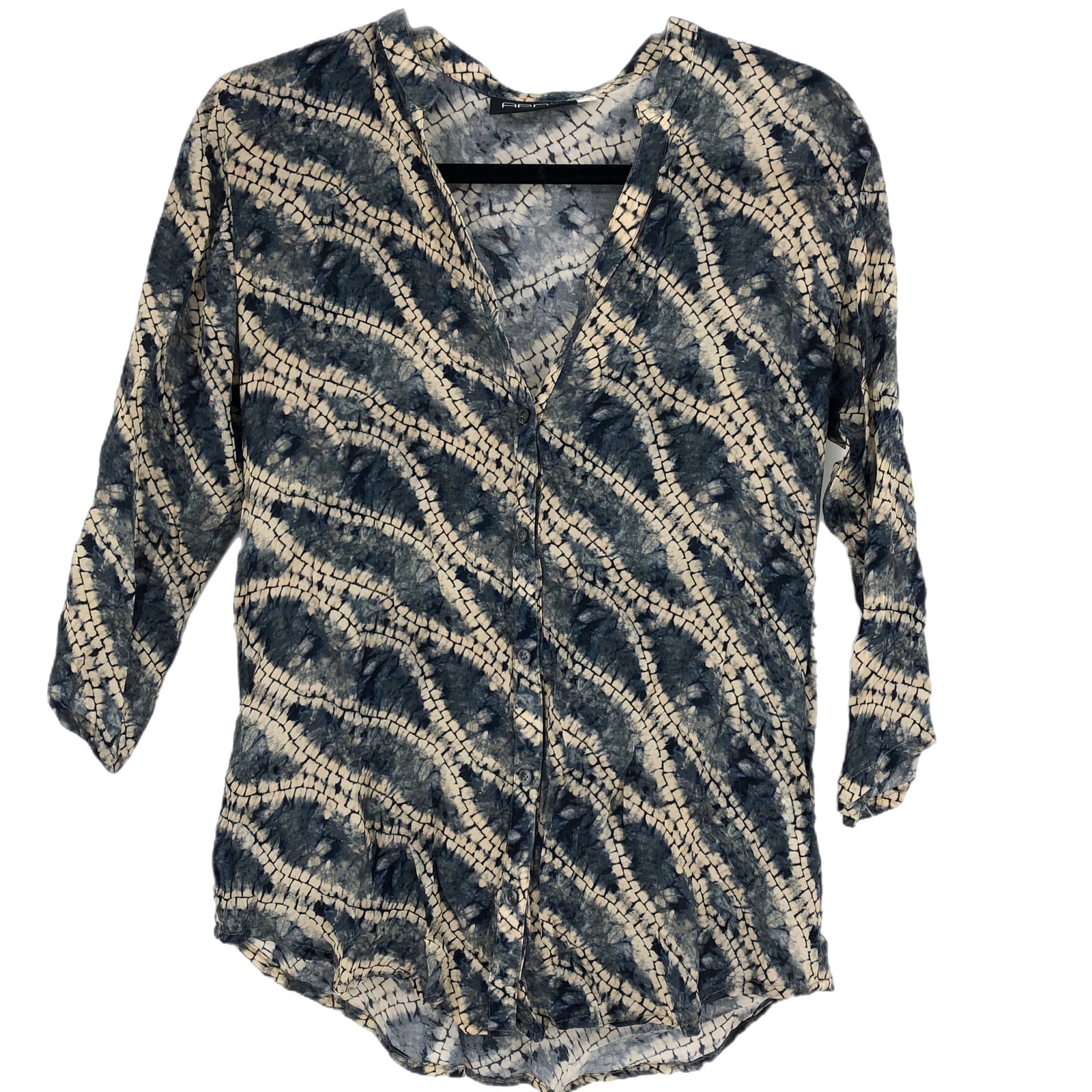 Blue & Cream Button-up Blouse