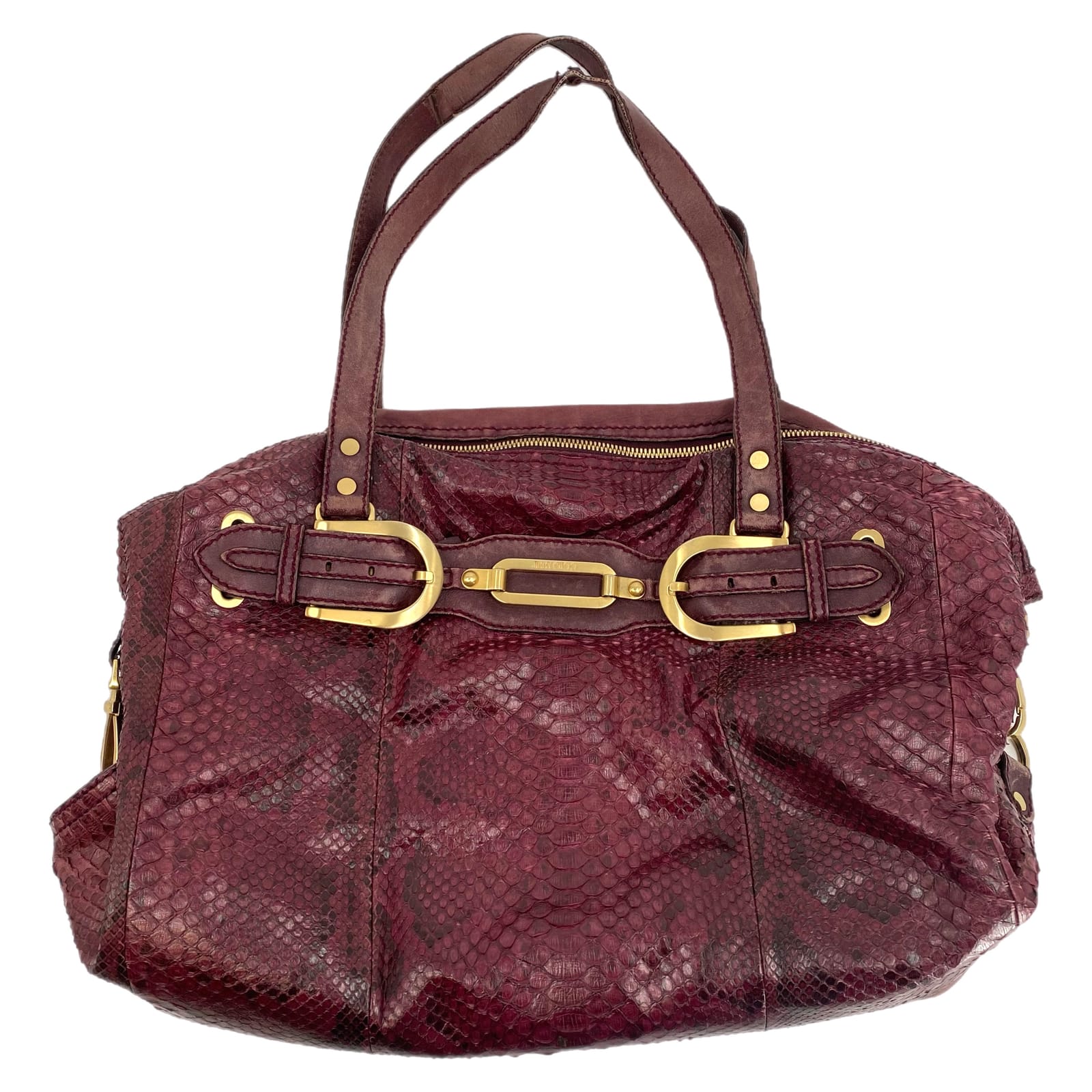 Jimmy Choo Burgundy Croc Embossed Shoulder Bag