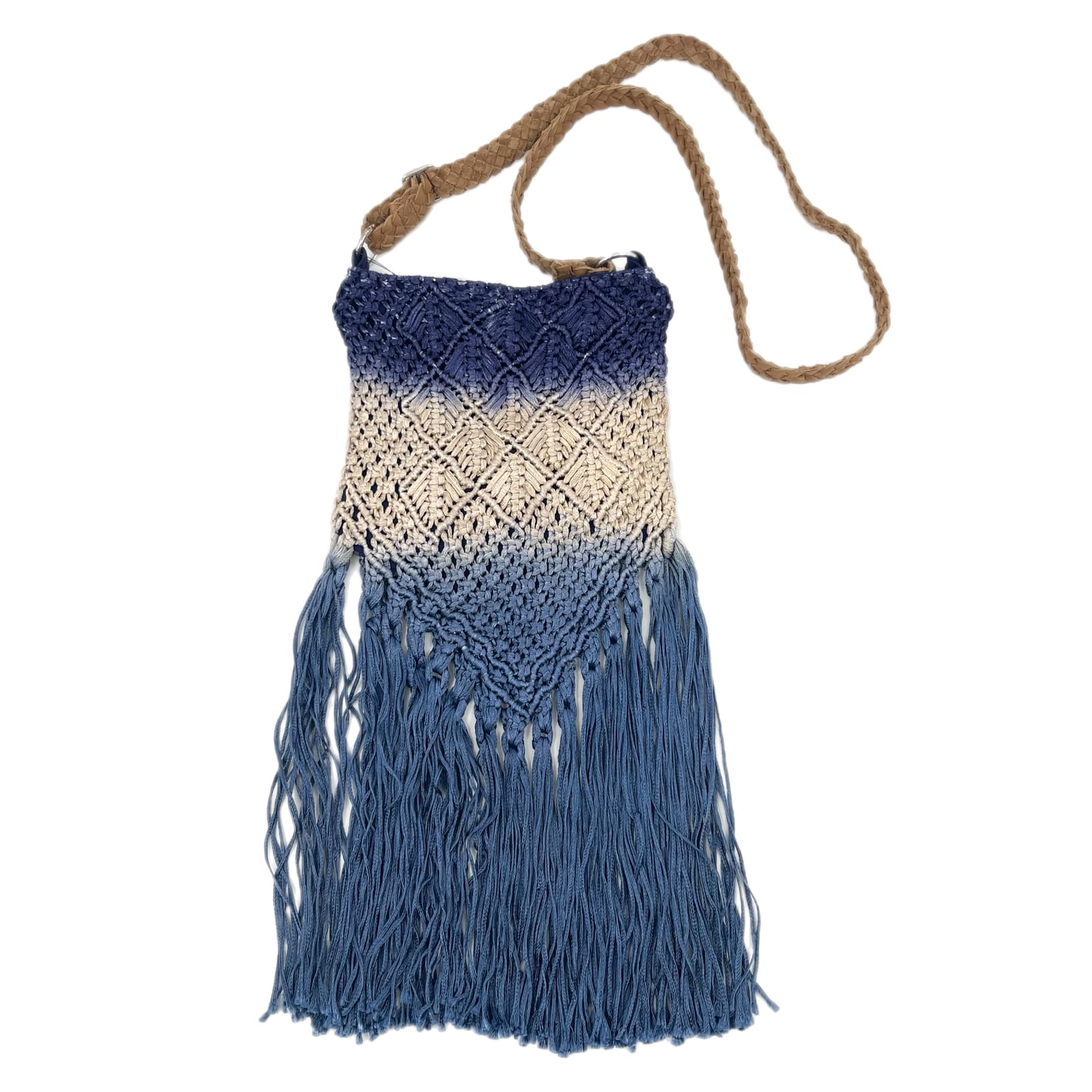 Chico's Blue and Tan Crossbody Bag