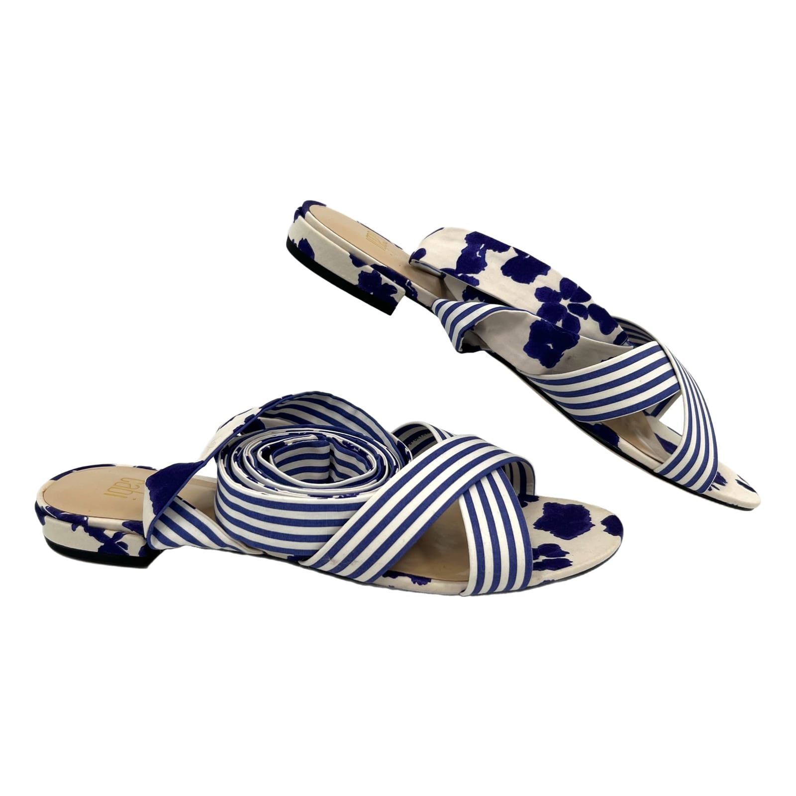 Cabi Blue Floral Wrap Sandals