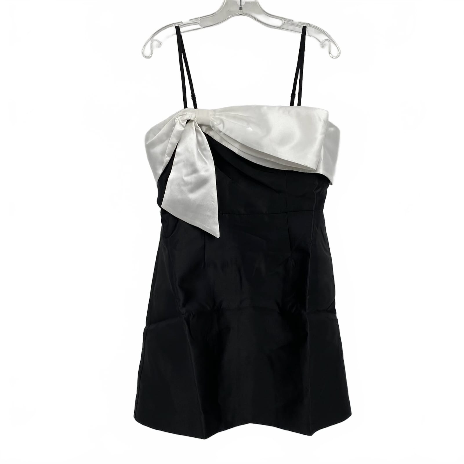 Hutch Black White Satin Bow Mini Dress