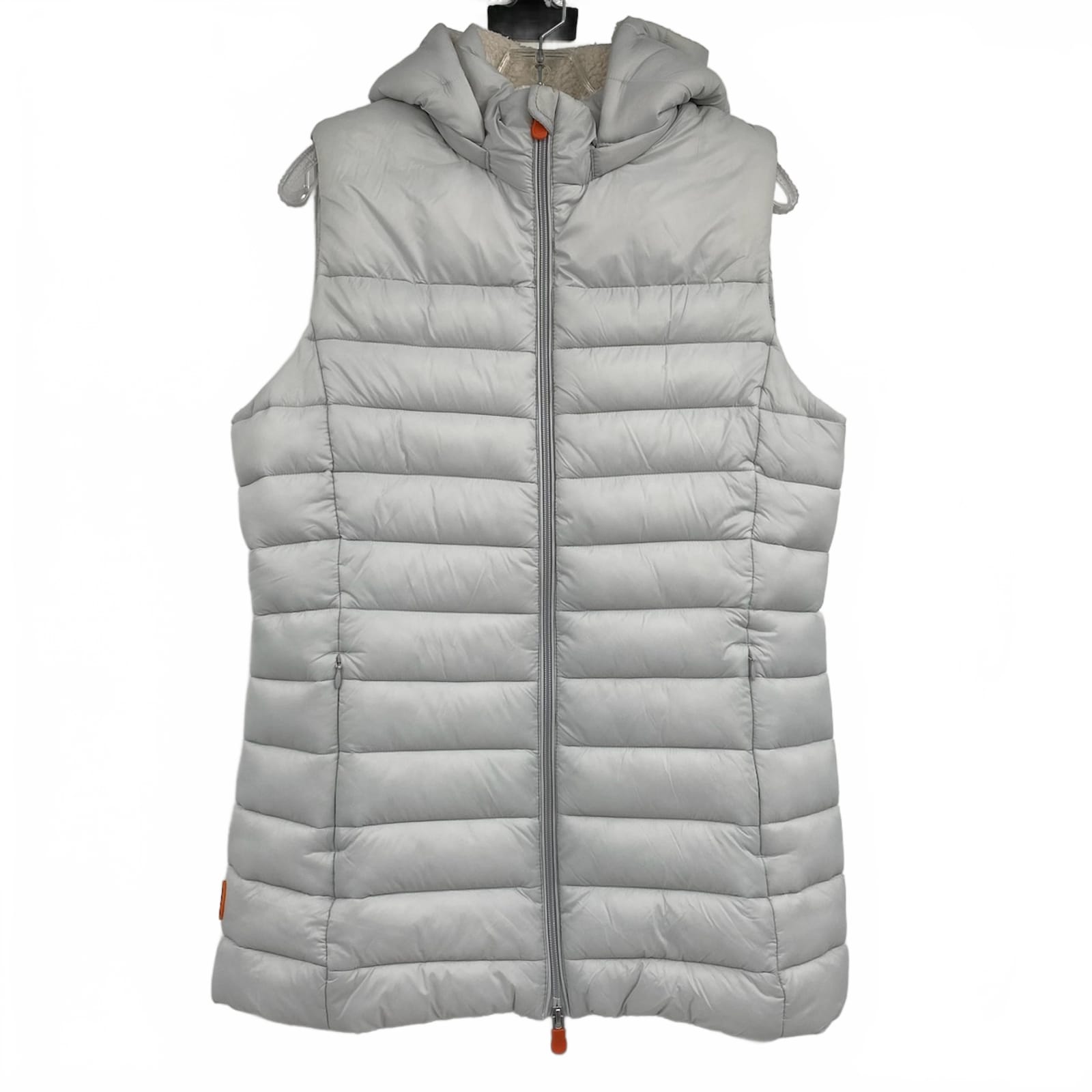 Save The Duck Gray Sherpa Lined Hooded Puffer Vest