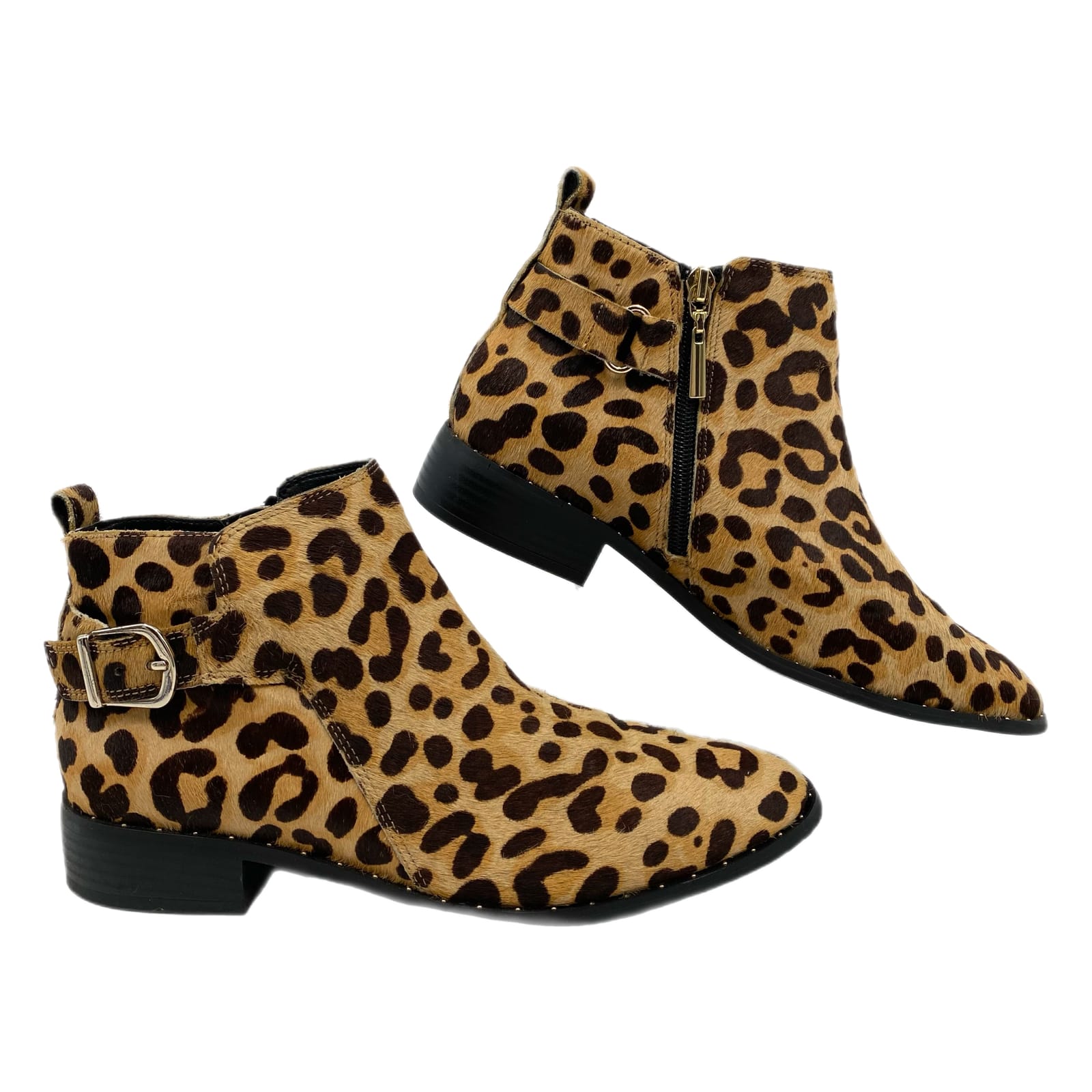 Steve Madden Tan Leopard Print Fur Ankle Booties