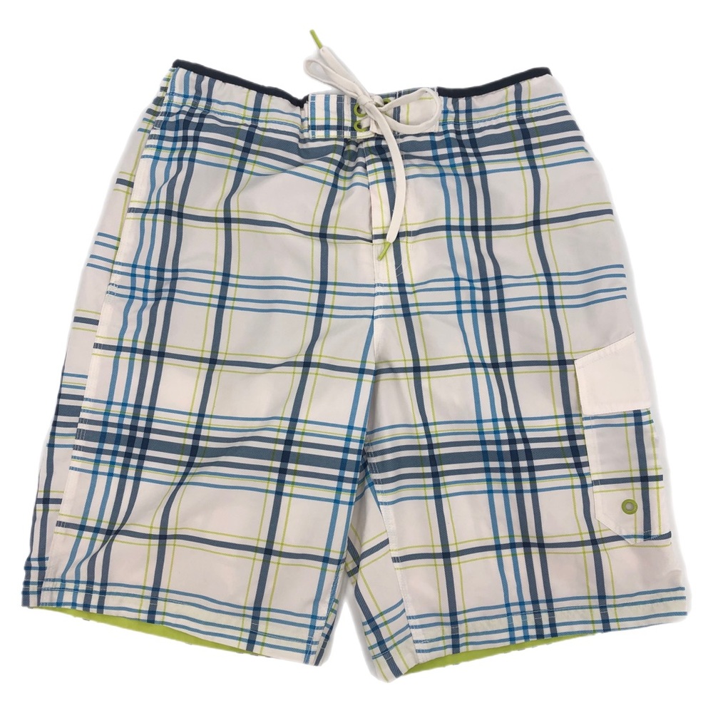 Speedo Green & Blue Plaid Swim Trunks
