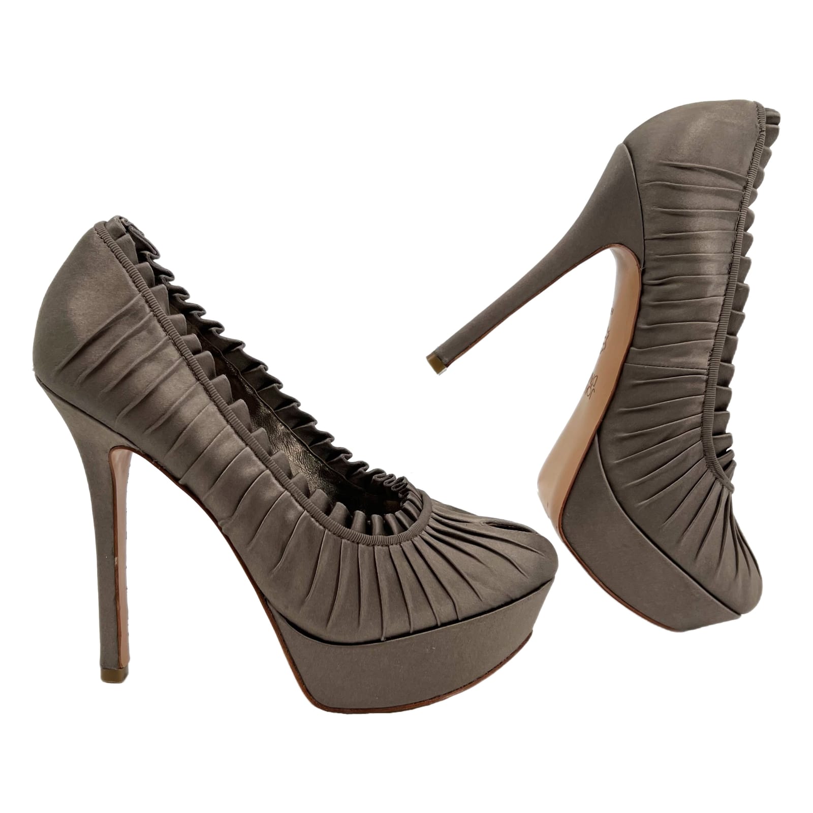 Joan & David Gray Ruched Peep Toe Pumps