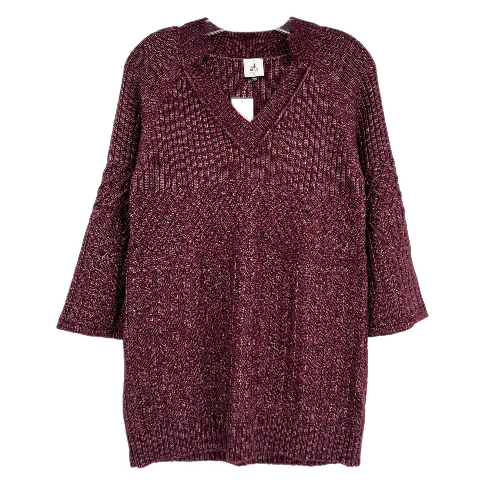 CAbi Purple Flare Sleeve V-Neck Sweater