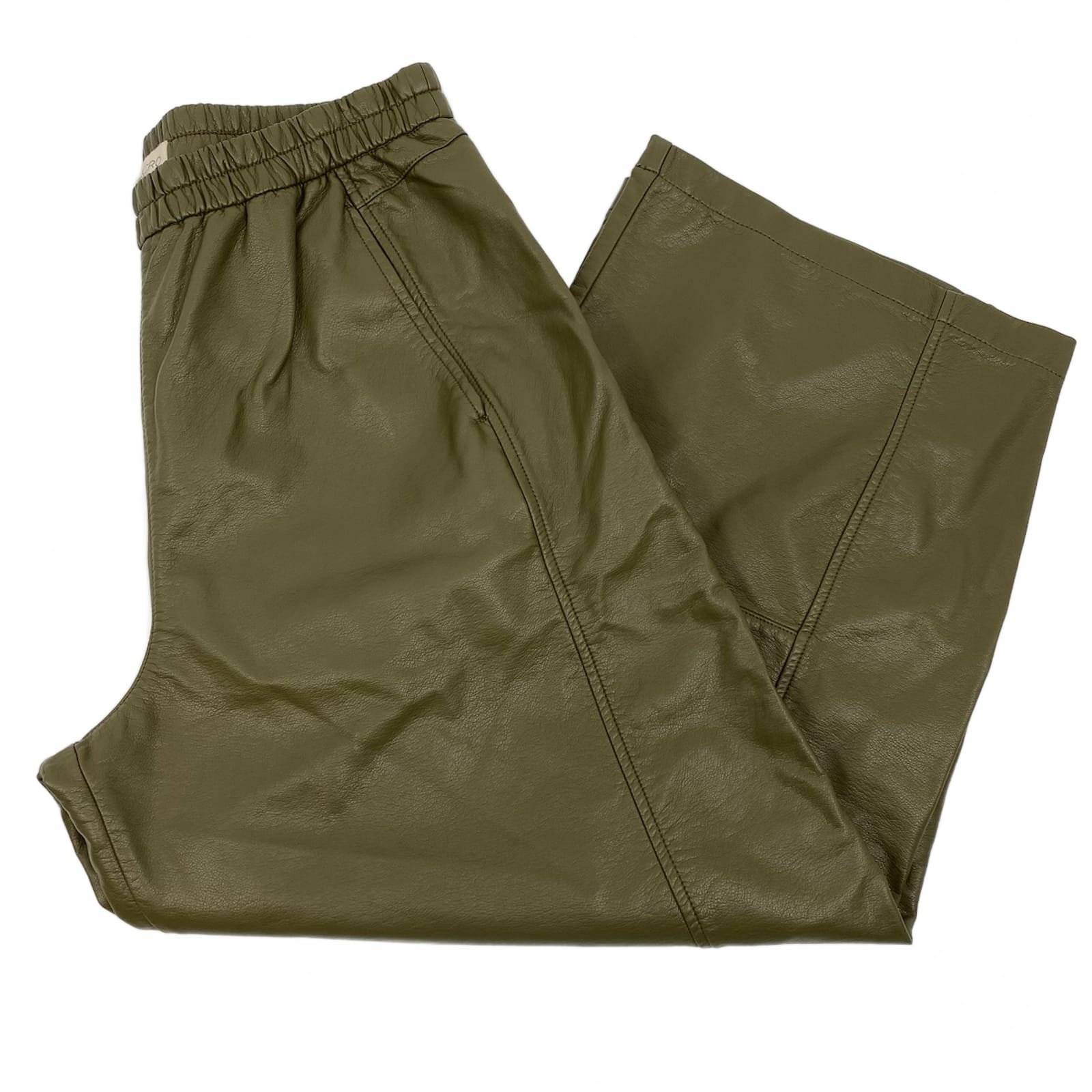 Pilcro Green Faux Leather Wide Leg Pants