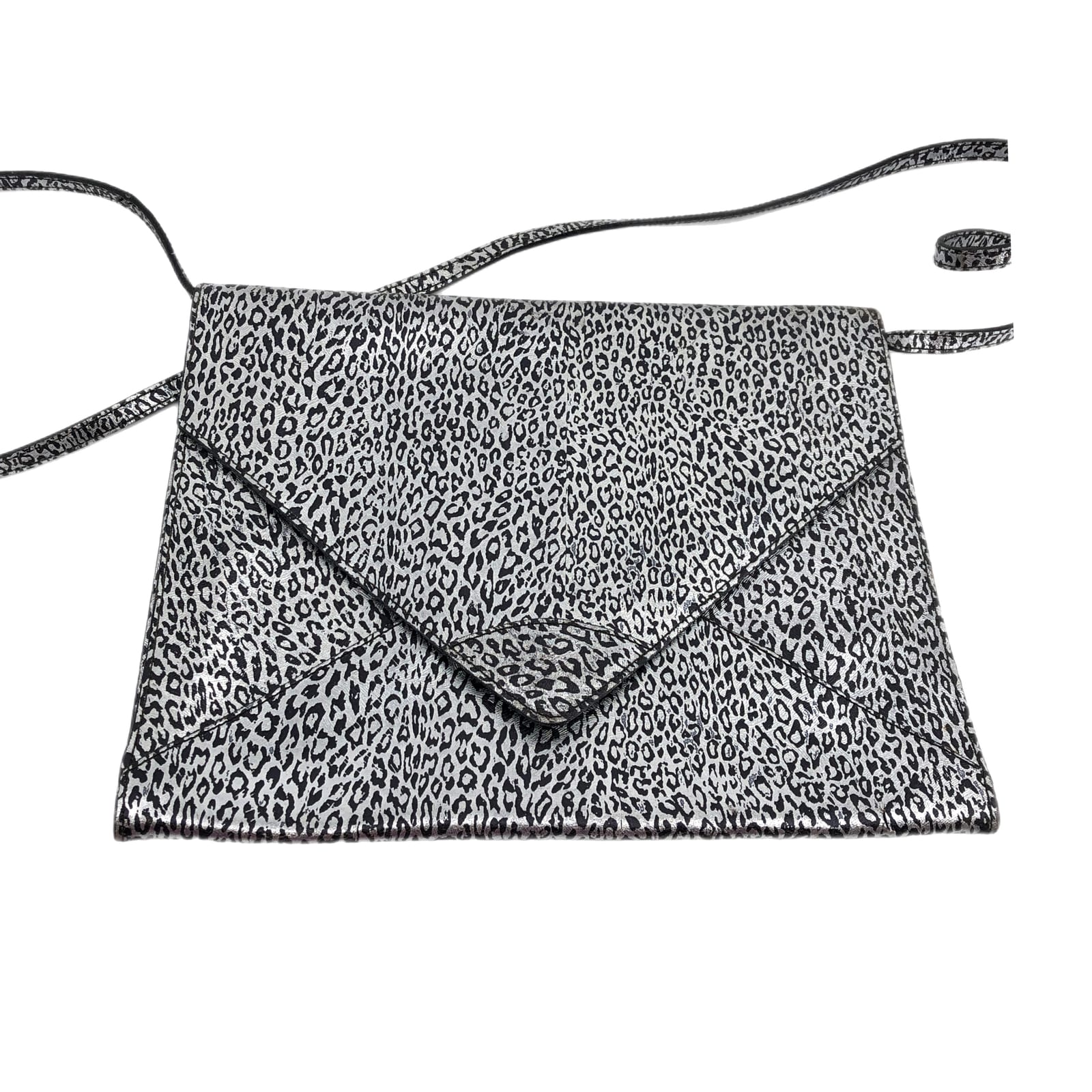 Furla Black Silver Animal Print Clutch