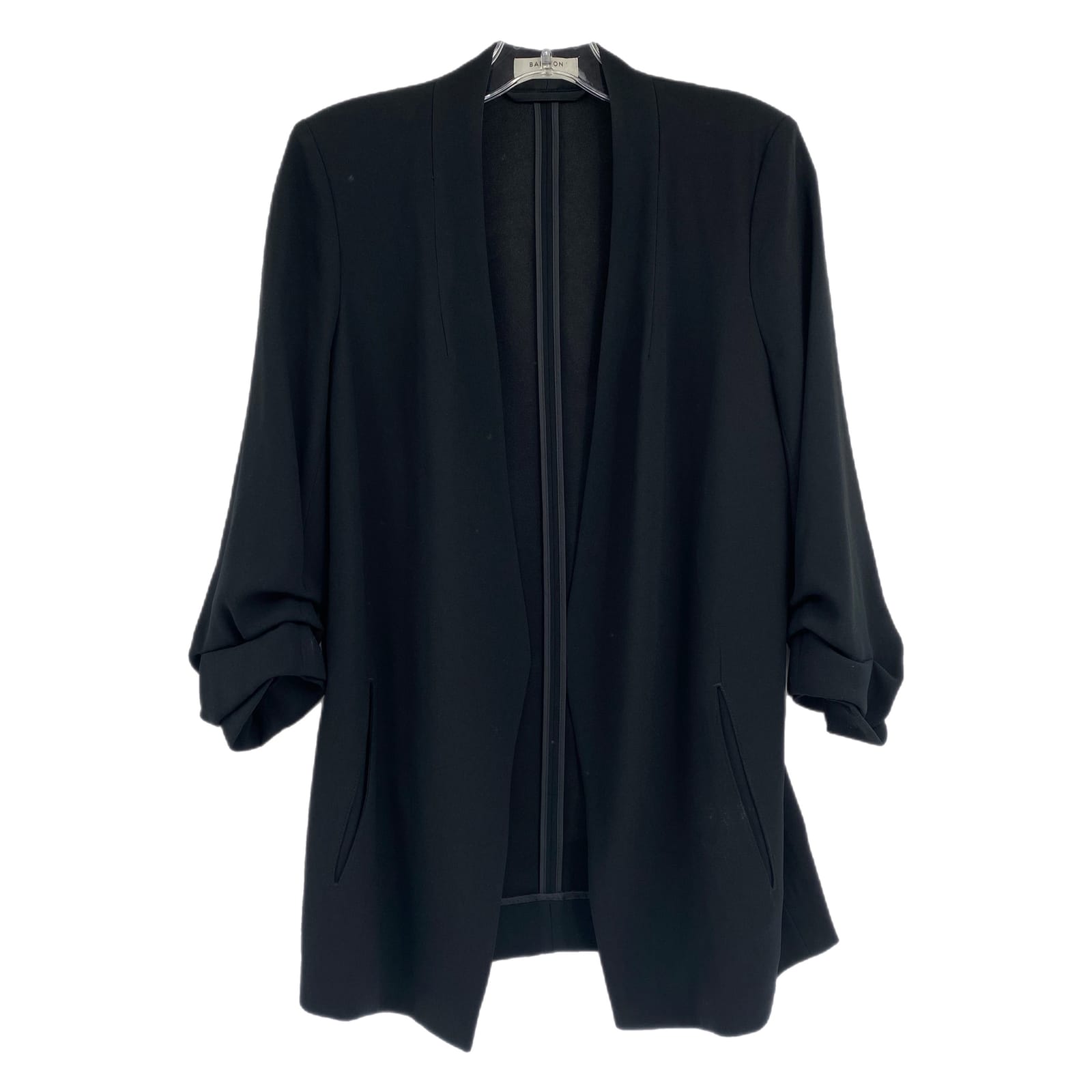 Babaton Black Power Hip Scrunch Sleeve Blazer